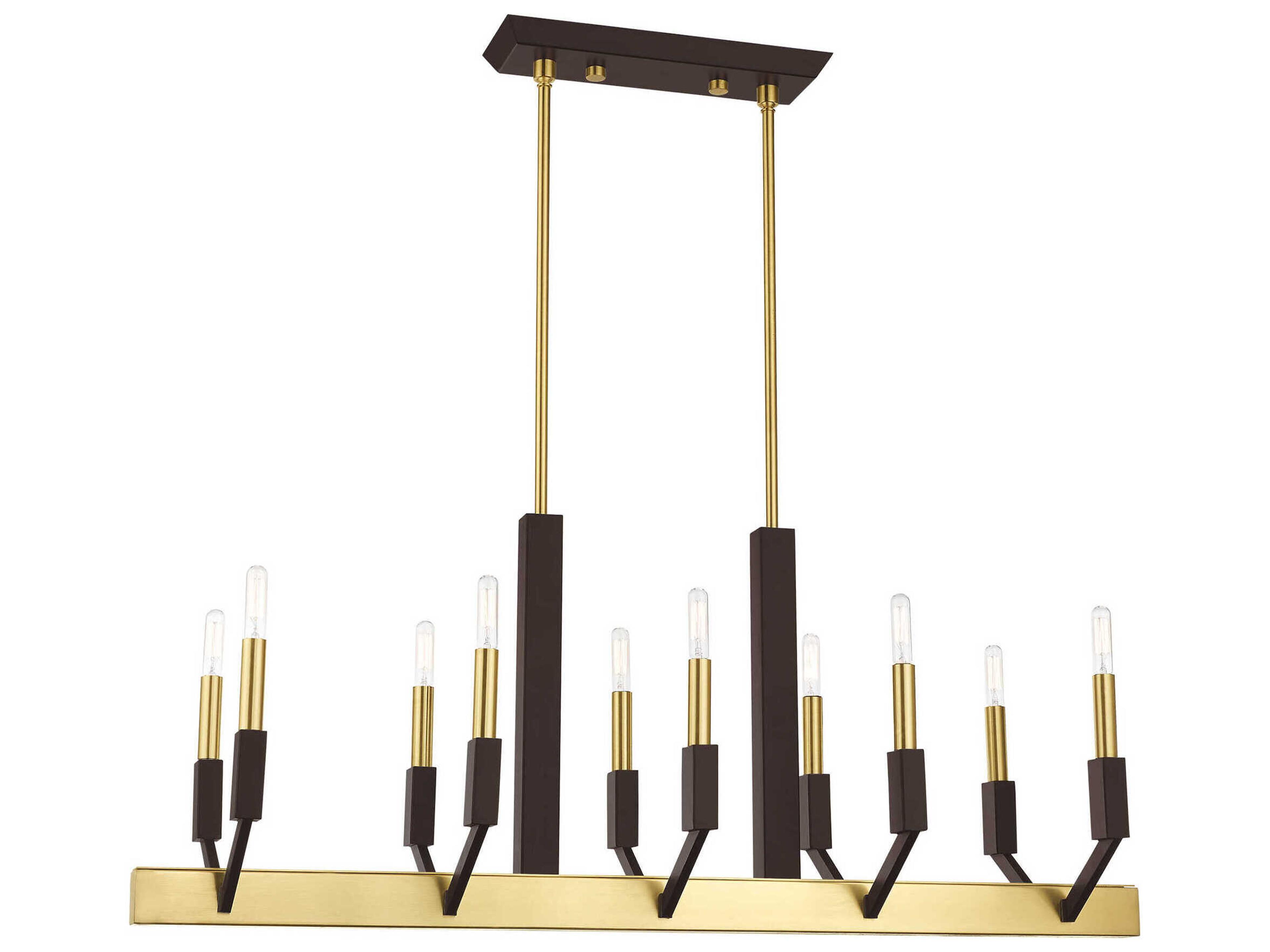 Livex Lighting Beckett 10-Light Satin Brass Bronze Linear Island Pendant