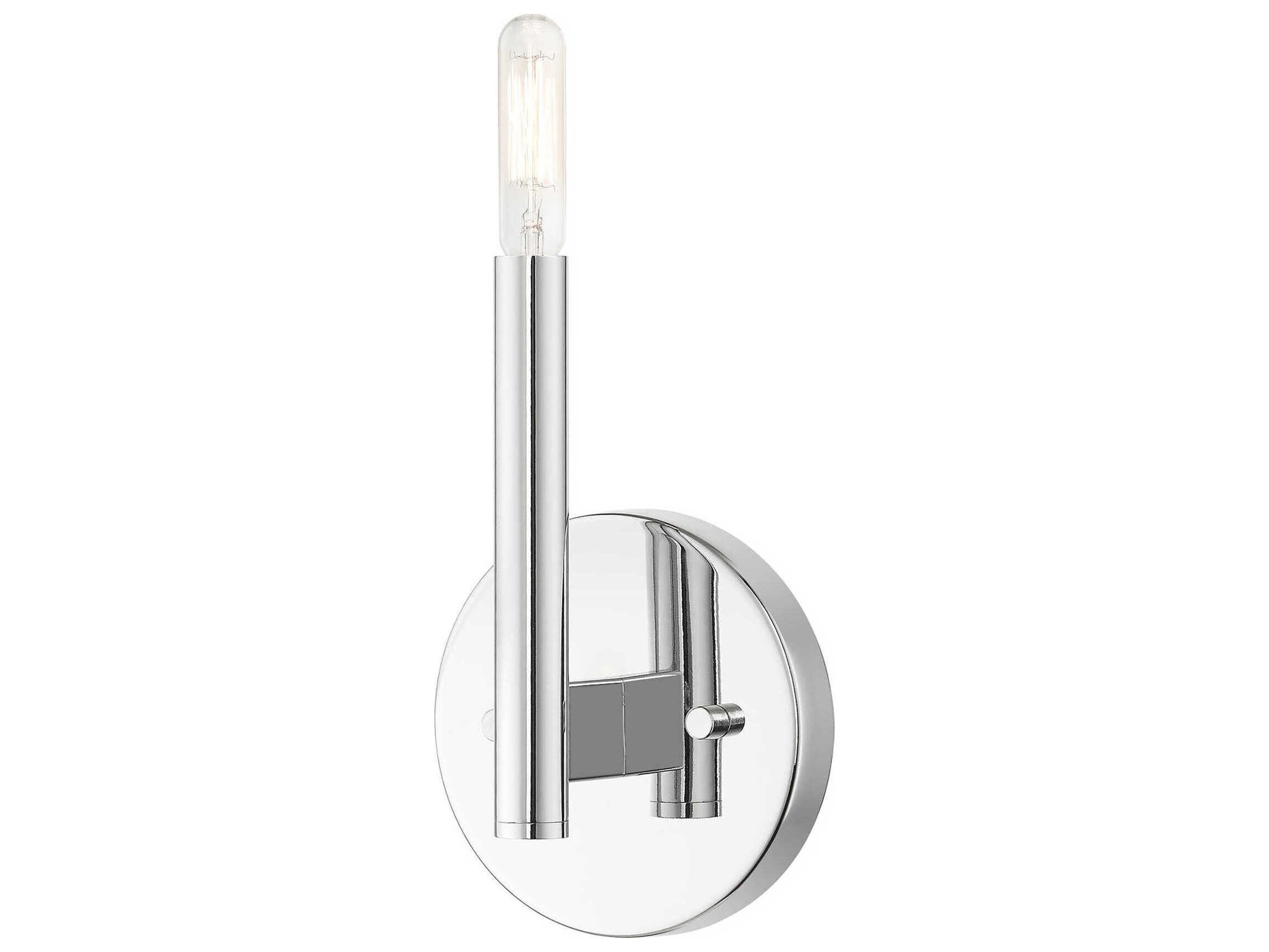 Copenhagen 1-Light Polished Chrome Black Wall Sconce