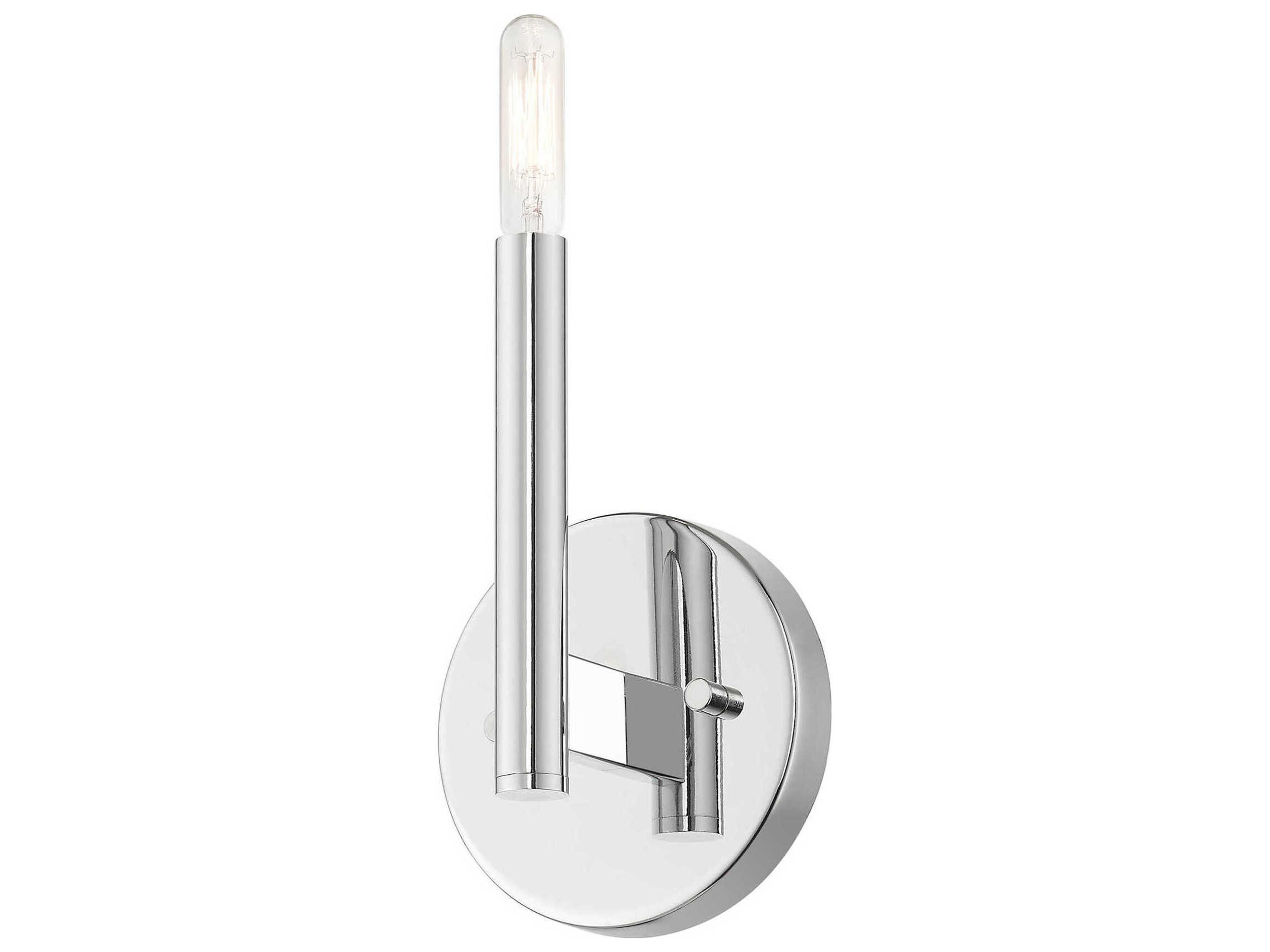 Livex Lighting Copenhagen 1-Light Polished Chrome Black Wall Sconce