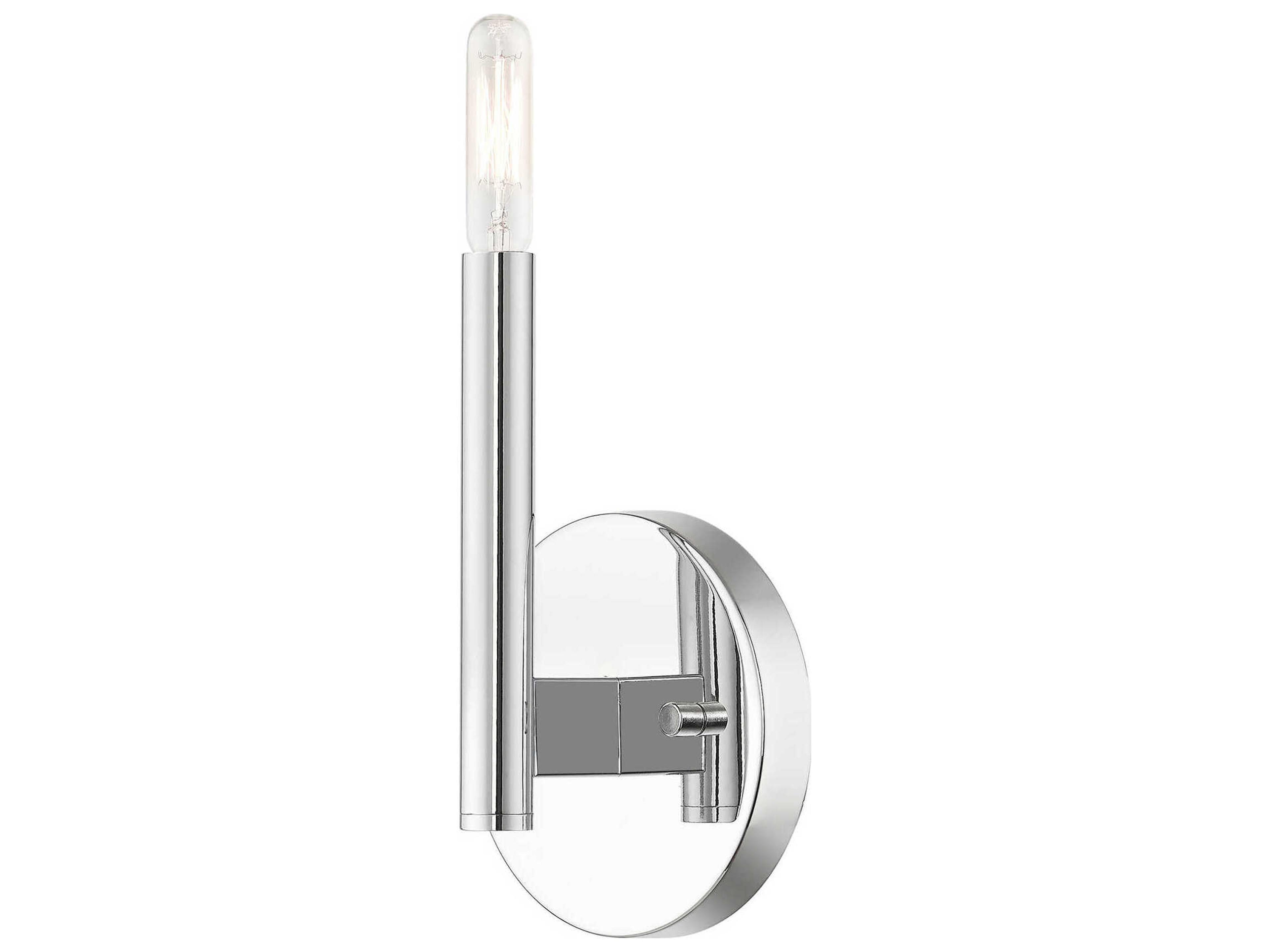 Livex Lighting Copenhagen 1-Light Polished Chrome Black Wall Sconce