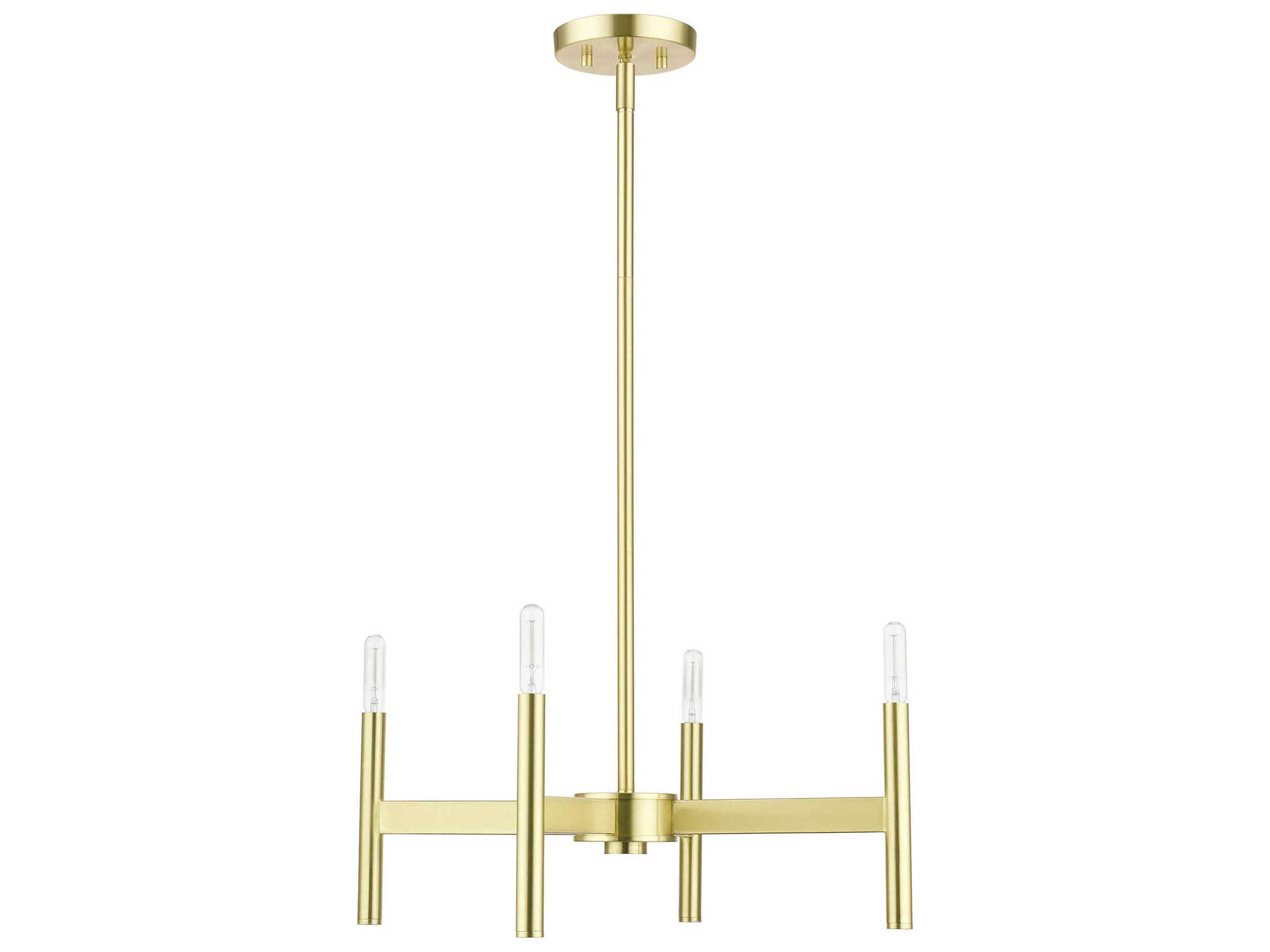 Livex Lighting Copenhagen 4-Light Satin Brass Candelabra Chandelier