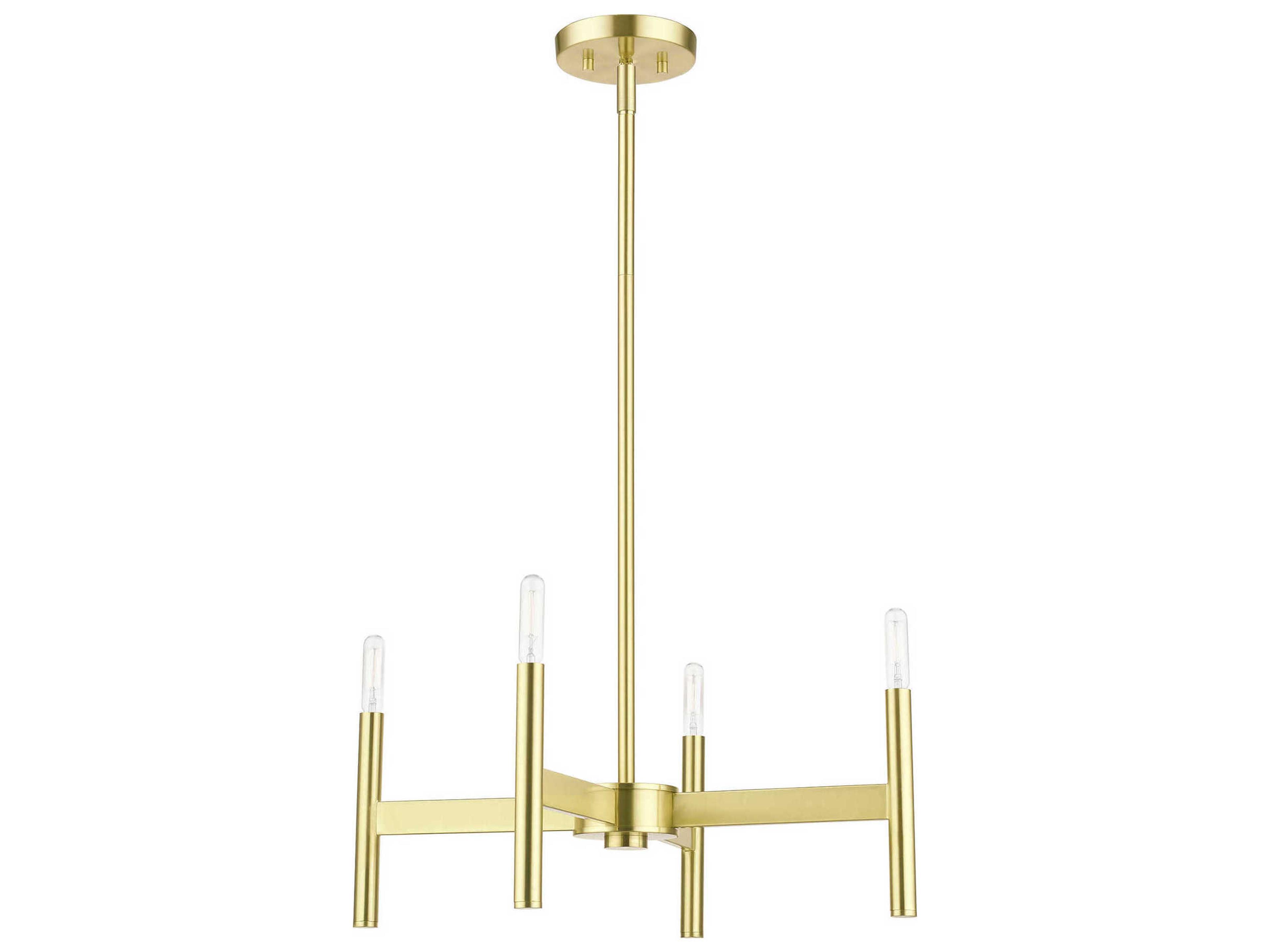 Livex Lighting Copenhagen 4-Light Satin Brass Candelabra Chandelier