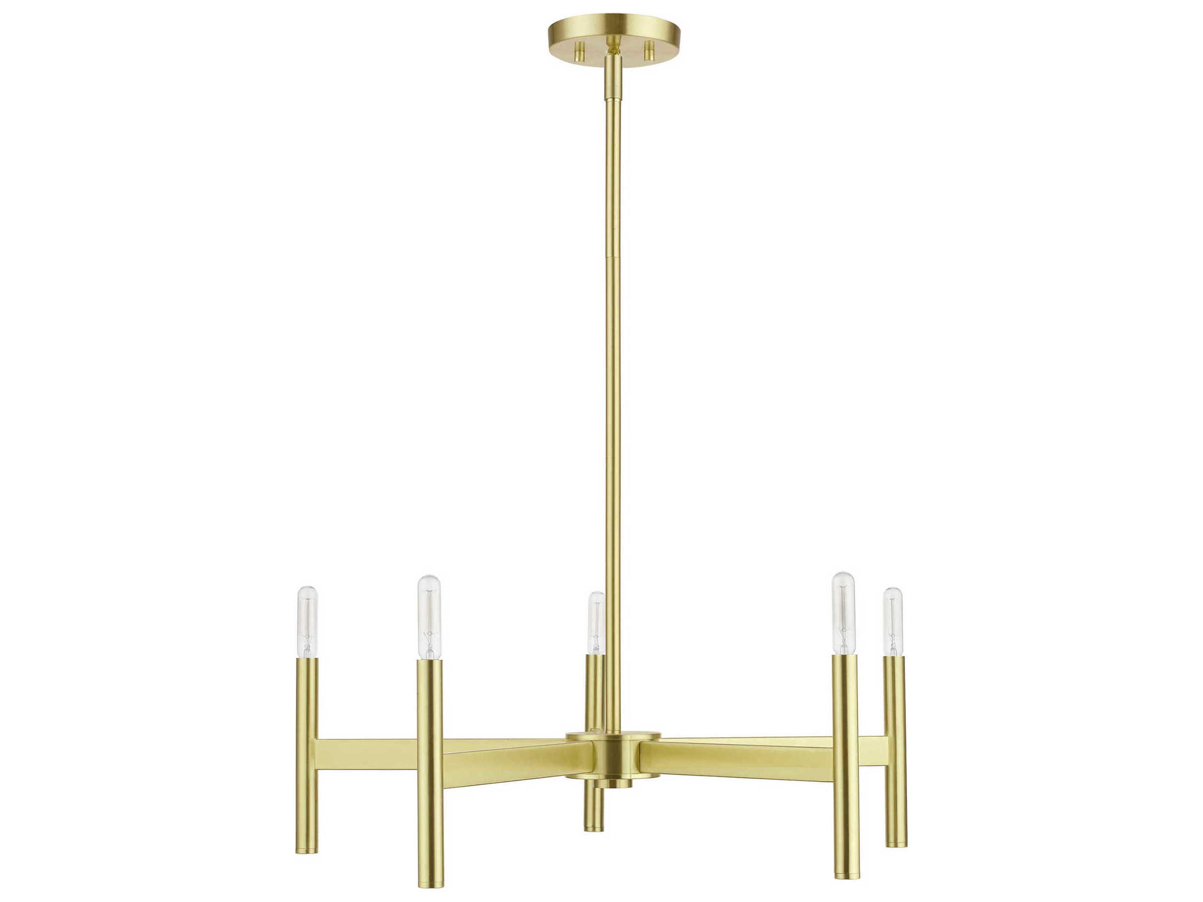 Livex Lighting Copenhagen 5-Light Satin Brass Candelabra Chandelier