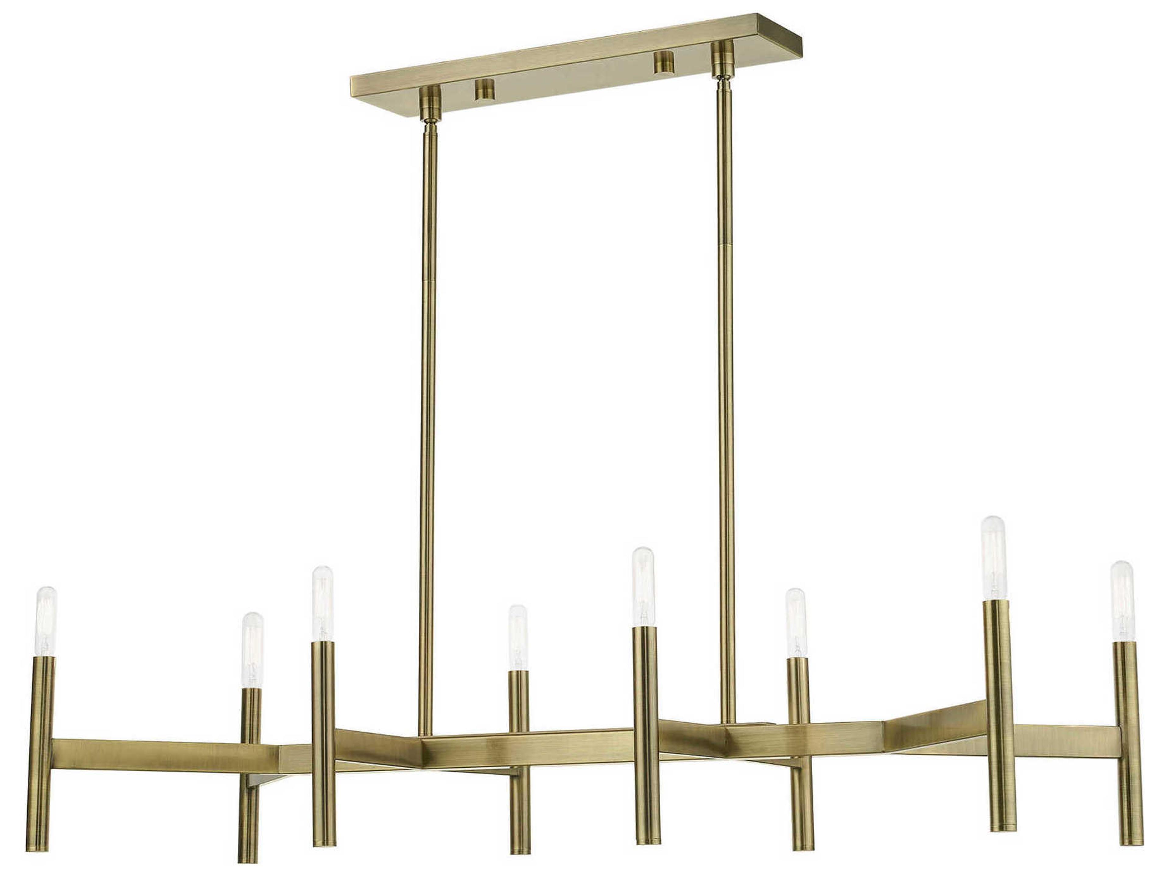 Copenhagen 8-Light Antique Brass Linear Island Pendant