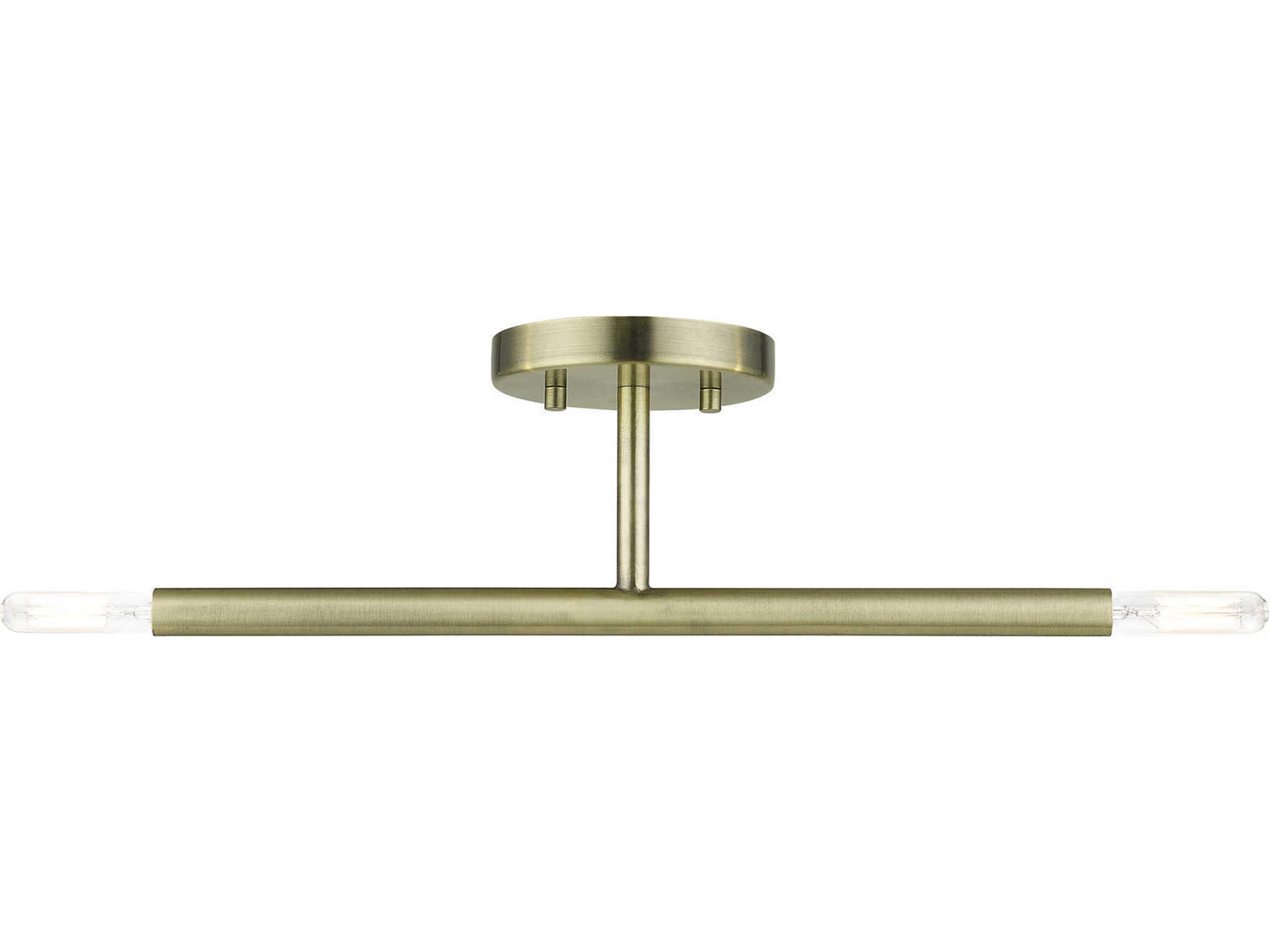 Copenhagen 2-Light Antique Brass Semi Flush Mount