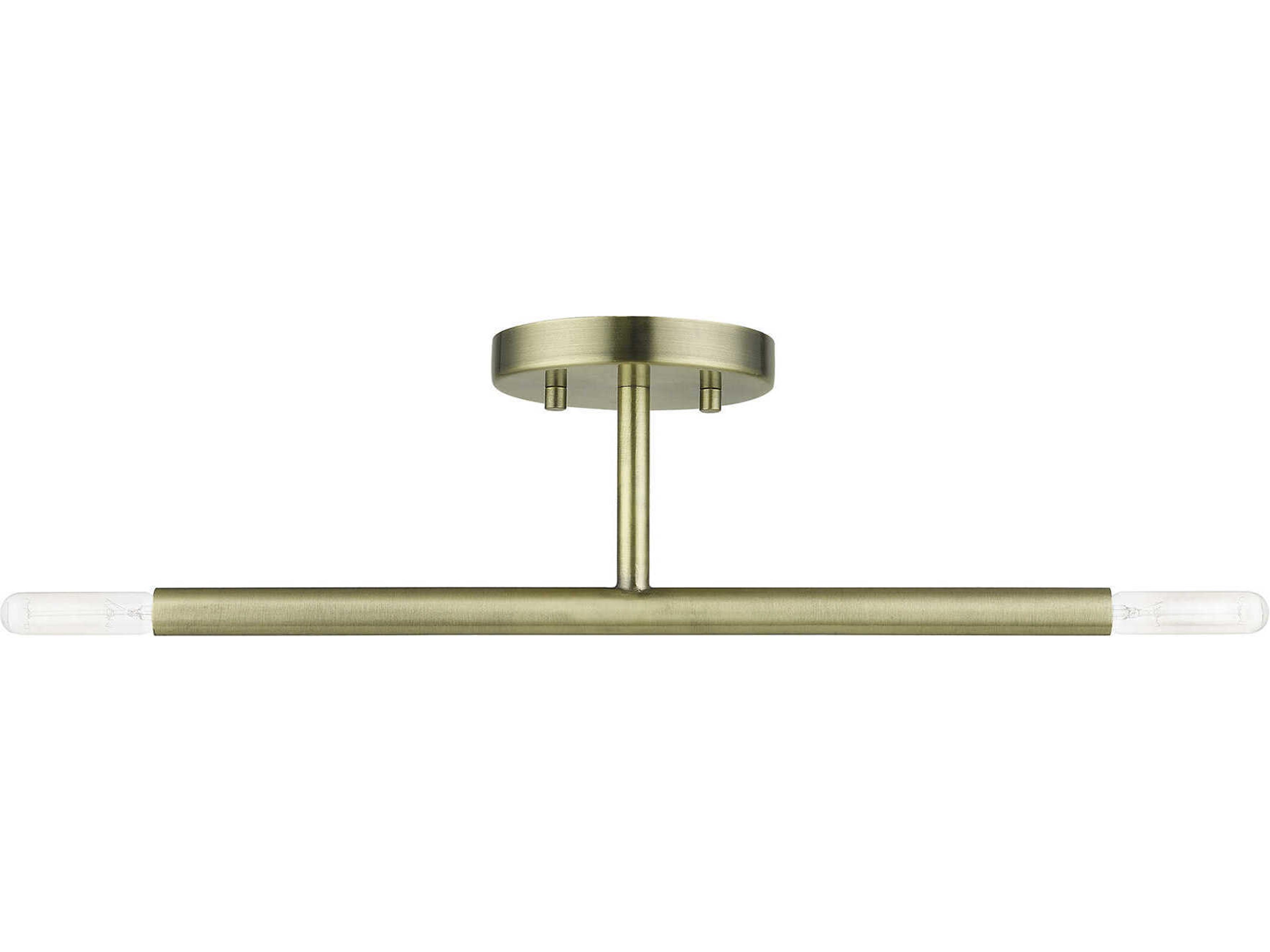 Livex Lighting Copenhagen 2-Light Antique Brass Semi Flush Mount