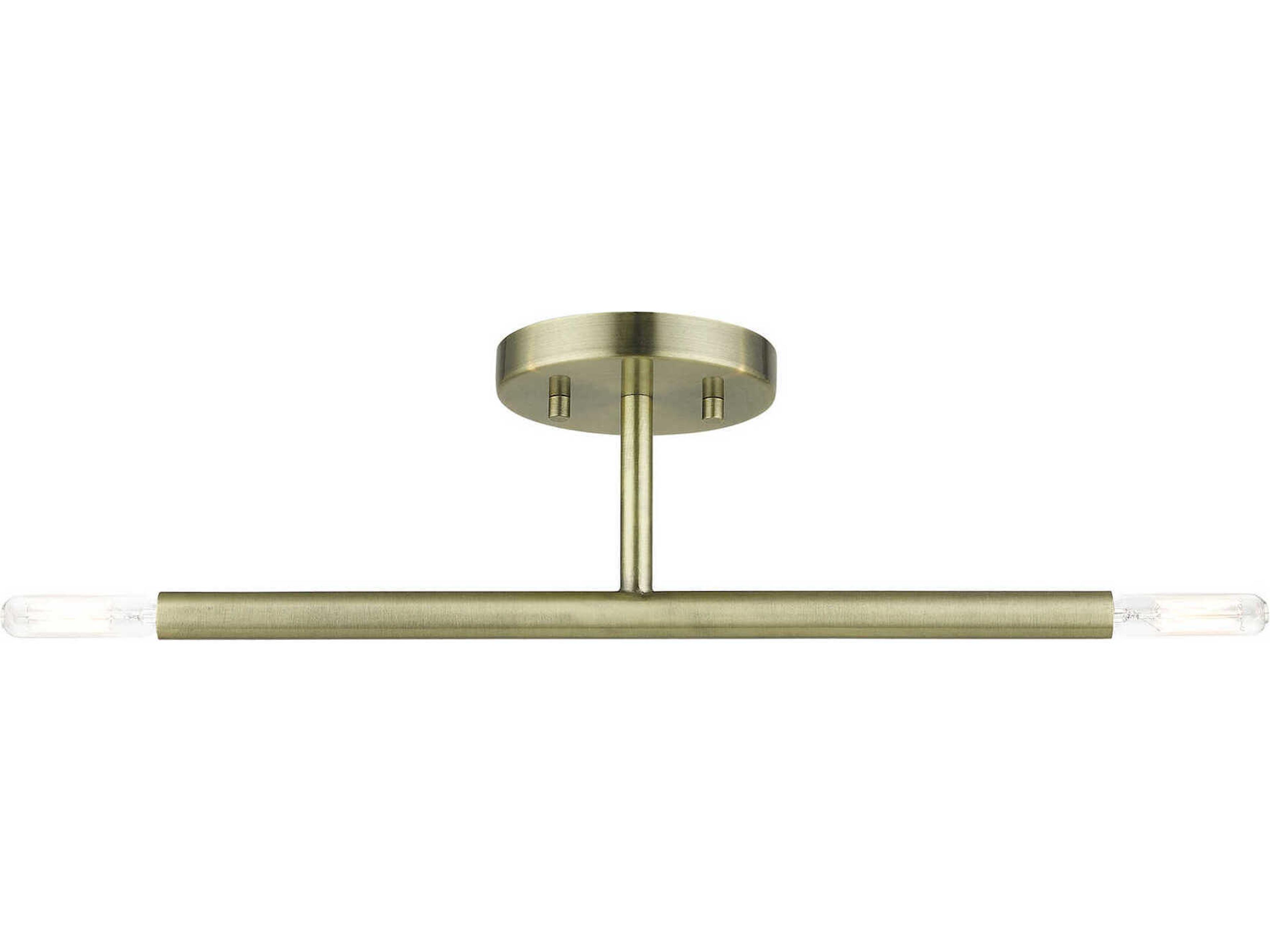 Livex Lighting Copenhagen 2-Light Antique Brass Semi Flush Mount