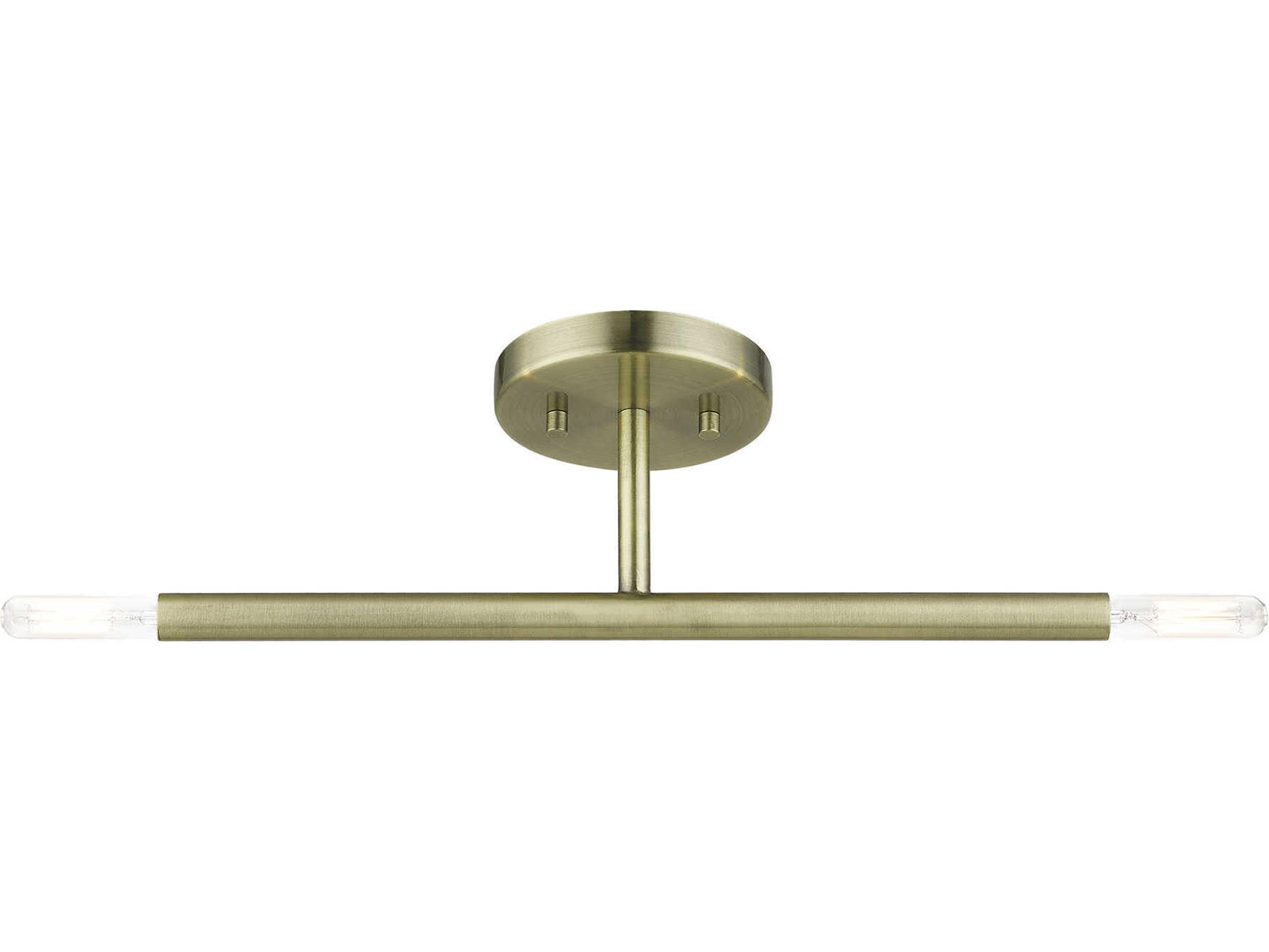Livex Lighting Copenhagen 2-Light Antique Brass Semi Flush Mount