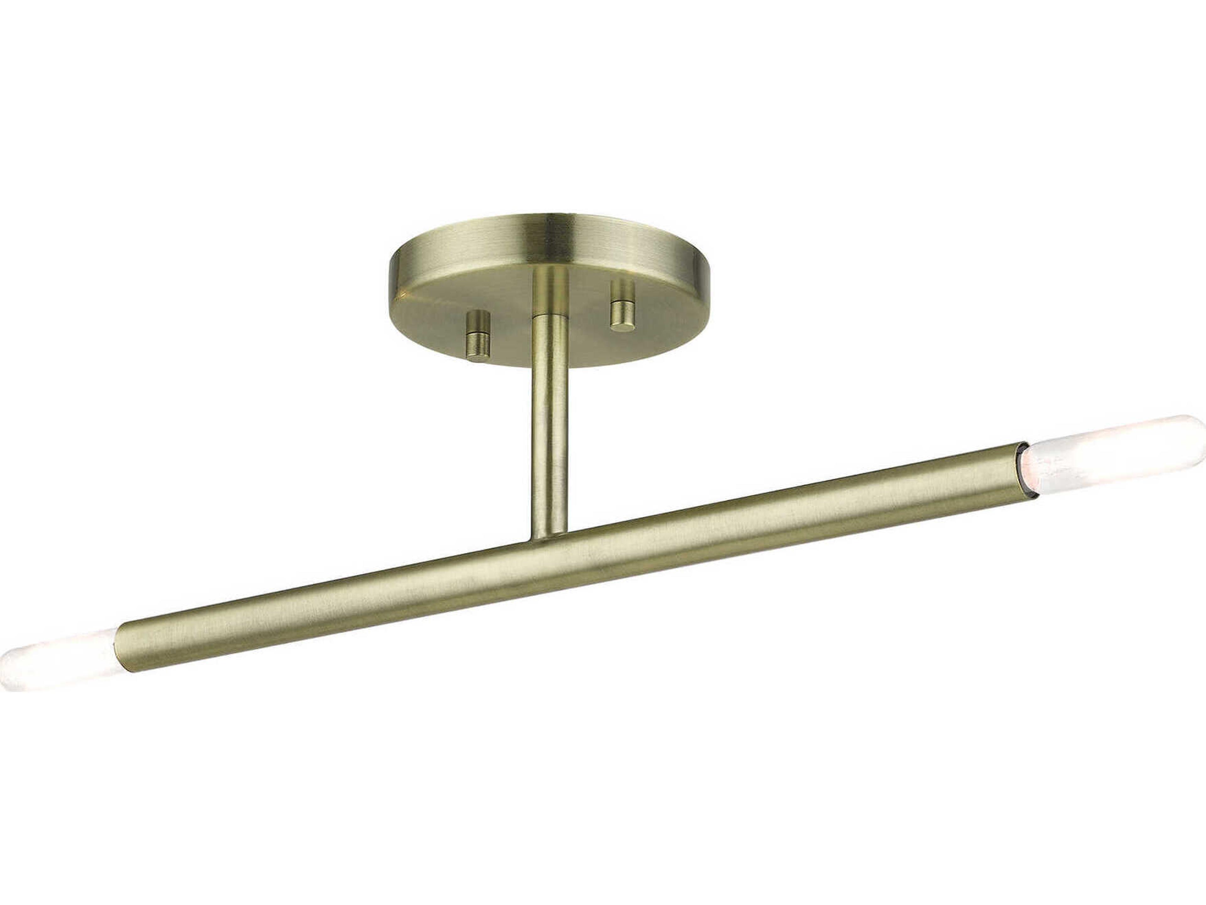 Livex Lighting Copenhagen 2-Light Antique Brass Semi Flush Mount