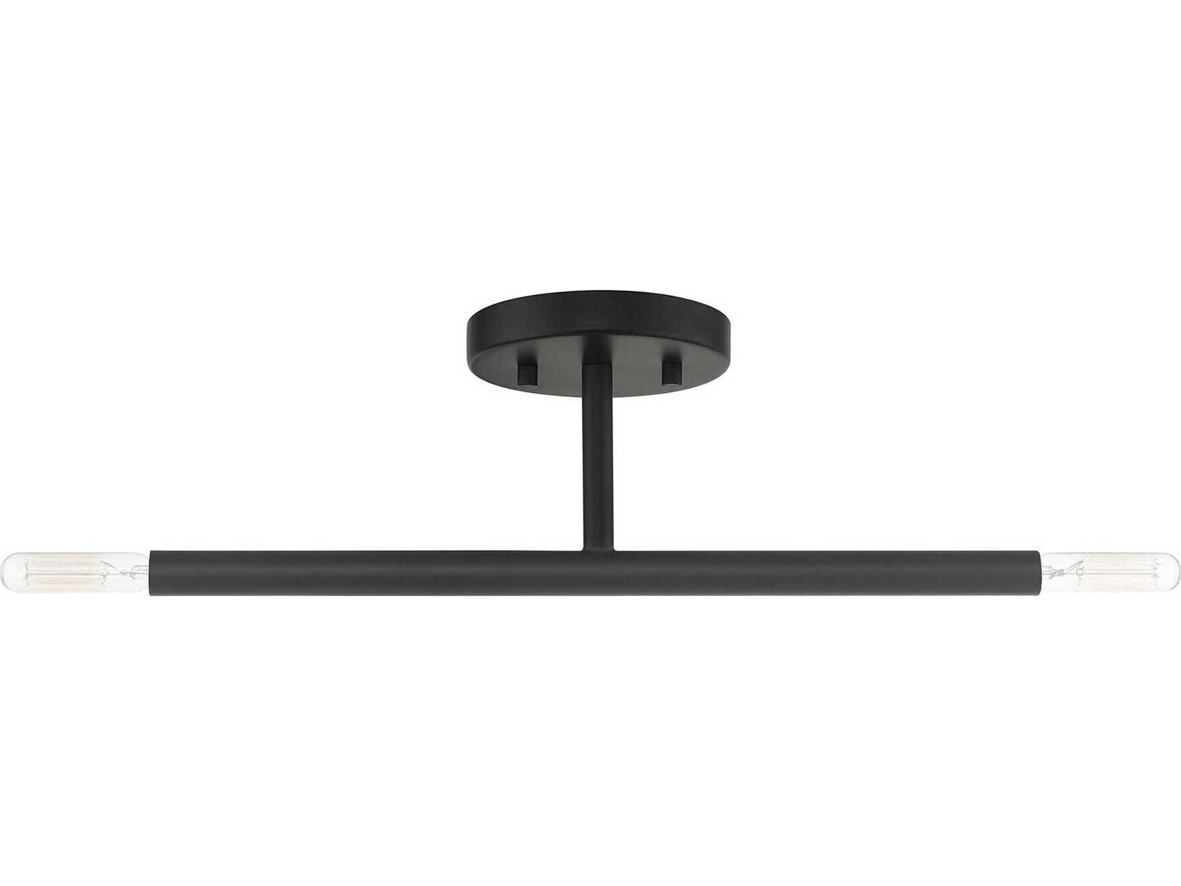 Livex Lighting Copenhagen 2-Light Black Semi Flush Mount