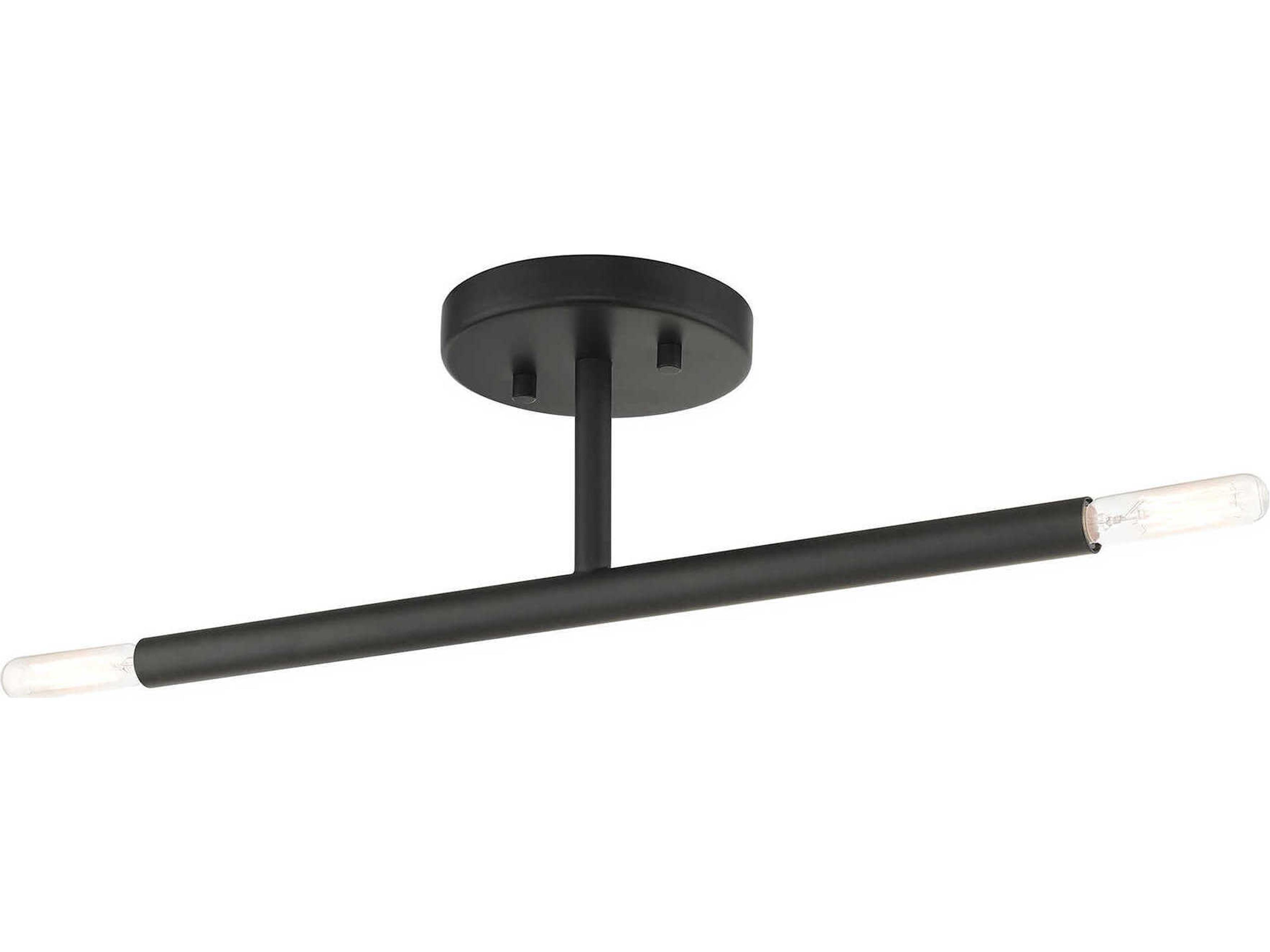 Livex Lighting Copenhagen 2-Light Black Semi Flush Mount