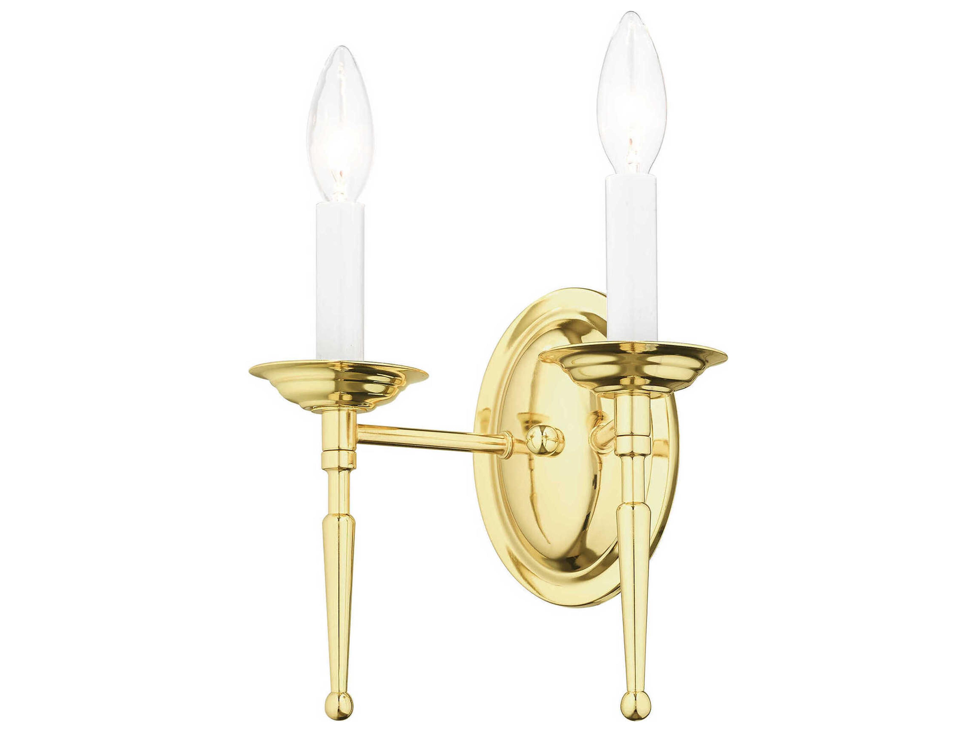 Livex Lighting Williamsburgh 2-Light Polished Brass Wall Sconce