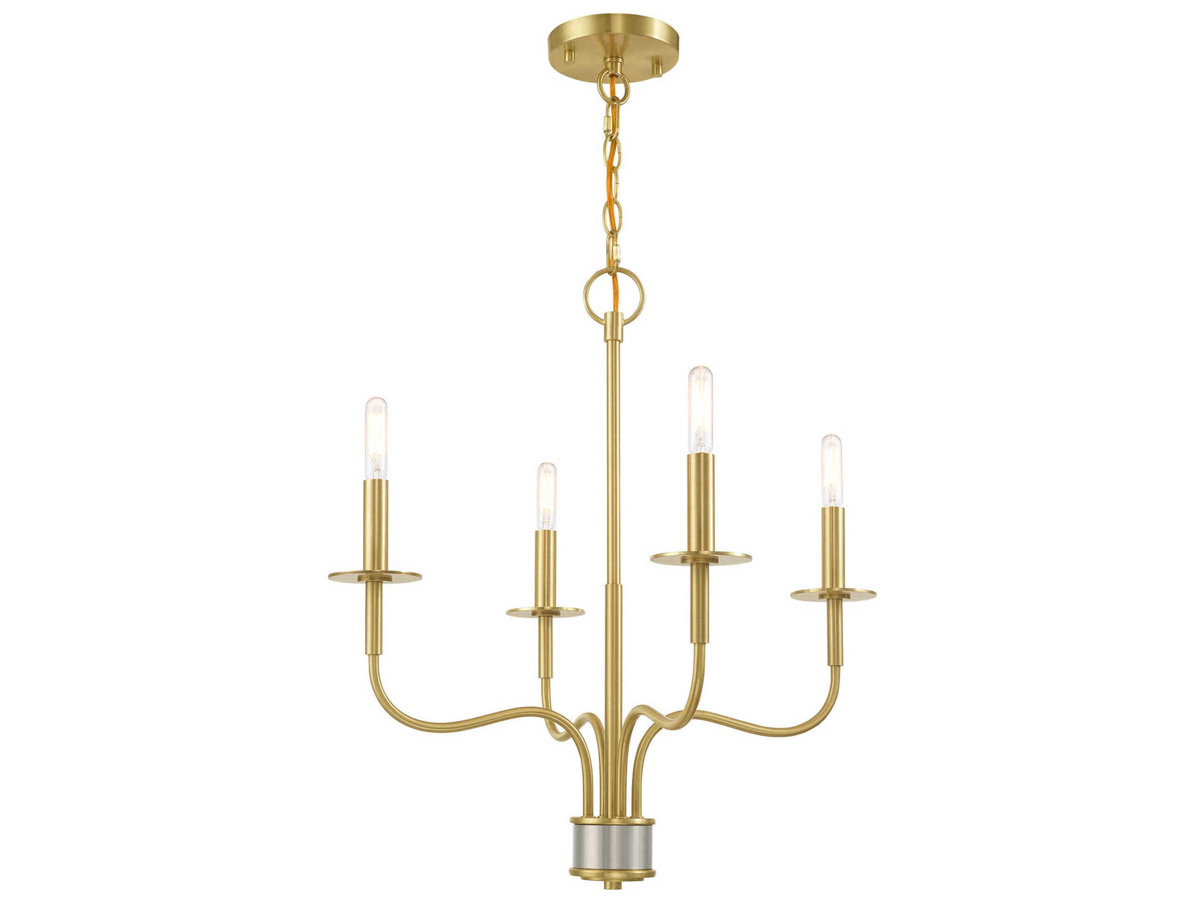 Livex Lighting Lisbon 4-Light Satin Brass Candelabra Chandelier
