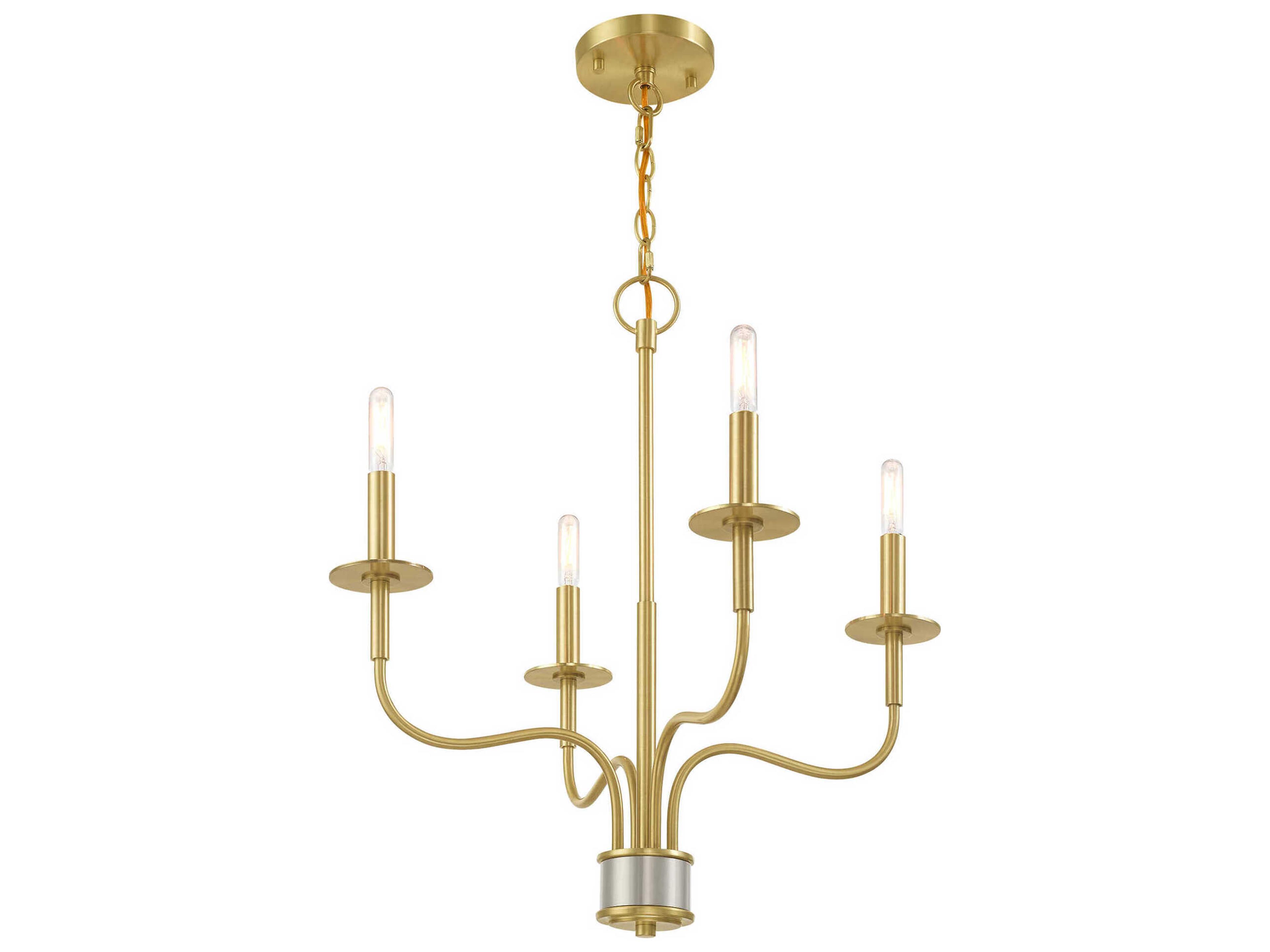 Livex Lighting Lisbon 4-Light Satin Brass Candelabra Chandelier