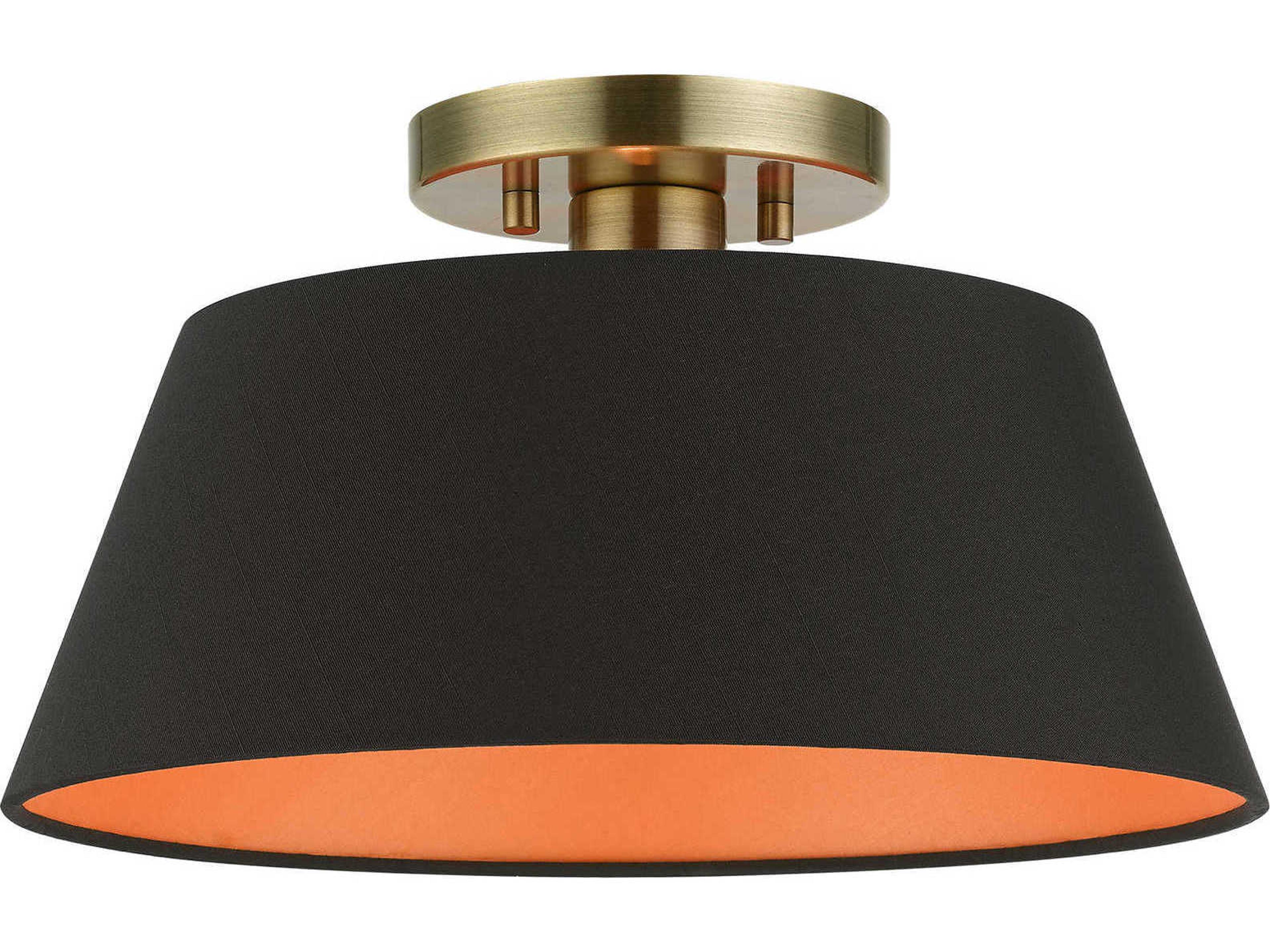 Palma 1-Light Antique Brass Empire Semi Flush Mount