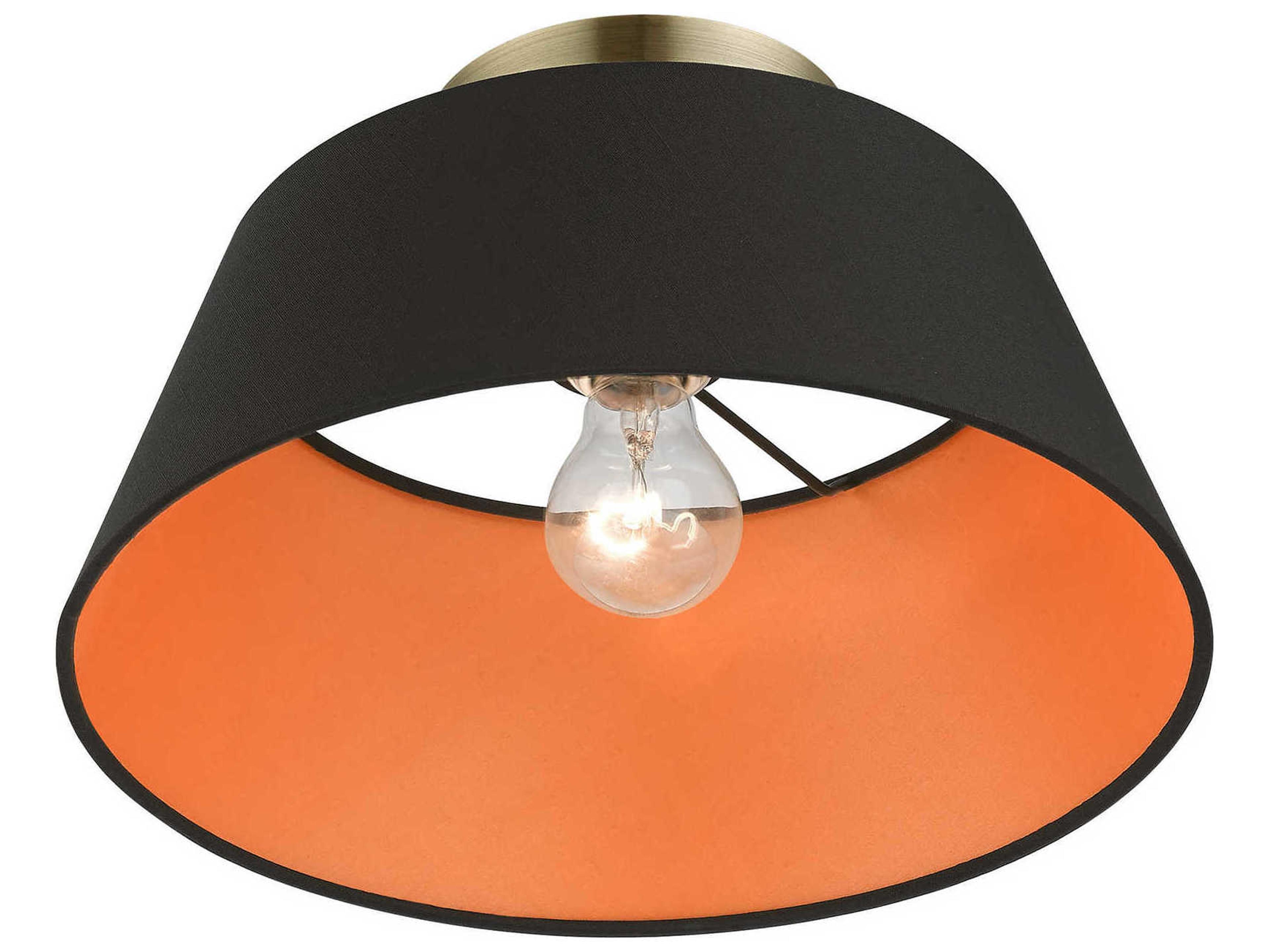 Livex Lighting Palma 1-Light Antique Brass Empire Semi Flush Mount