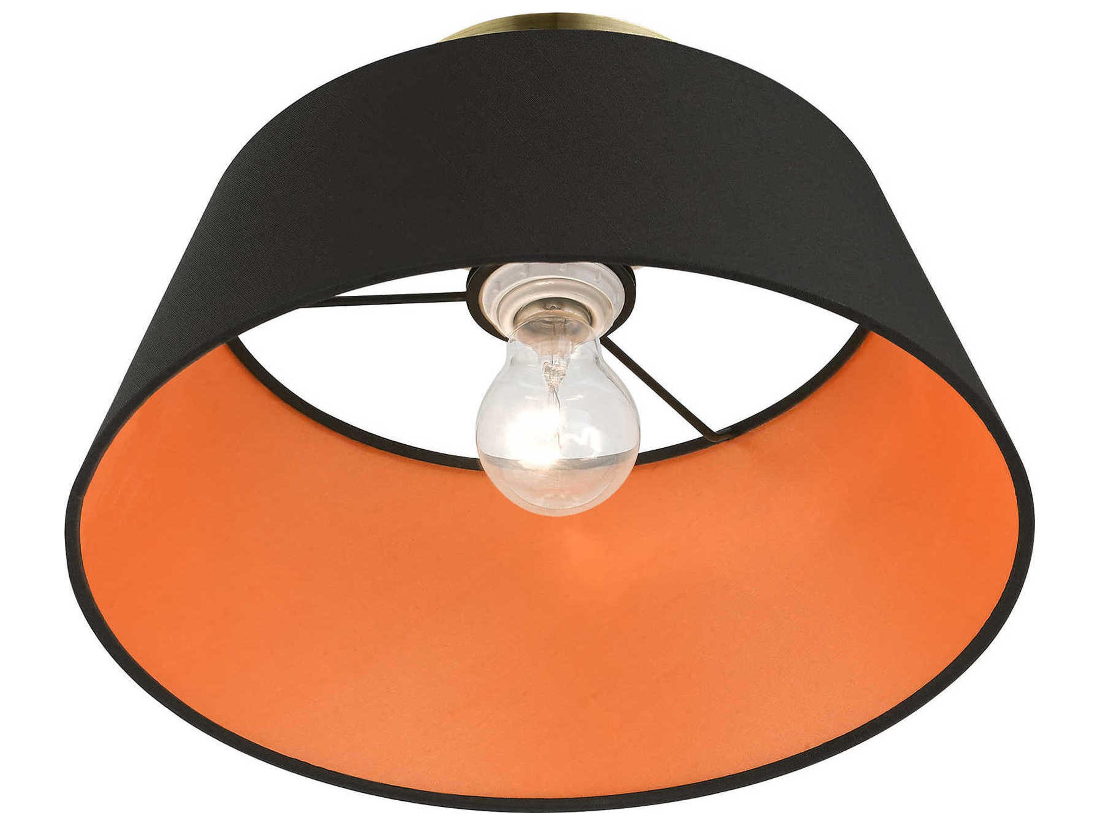 Livex Lighting Palma 1-Light Antique Brass Empire Semi Flush Mount