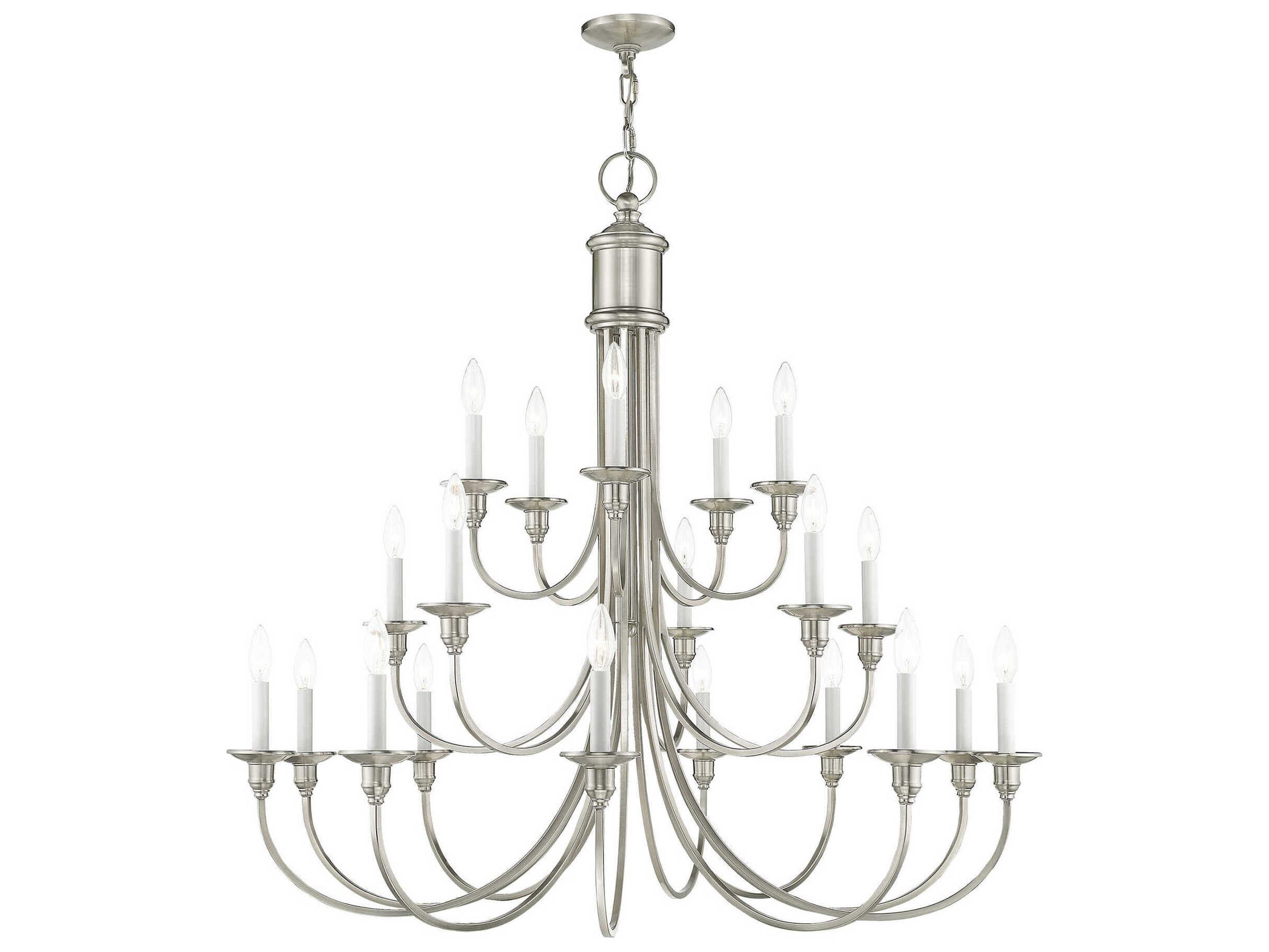 Cranford 20-Light Brushed Nickel Candelabra Tiered Chandelier