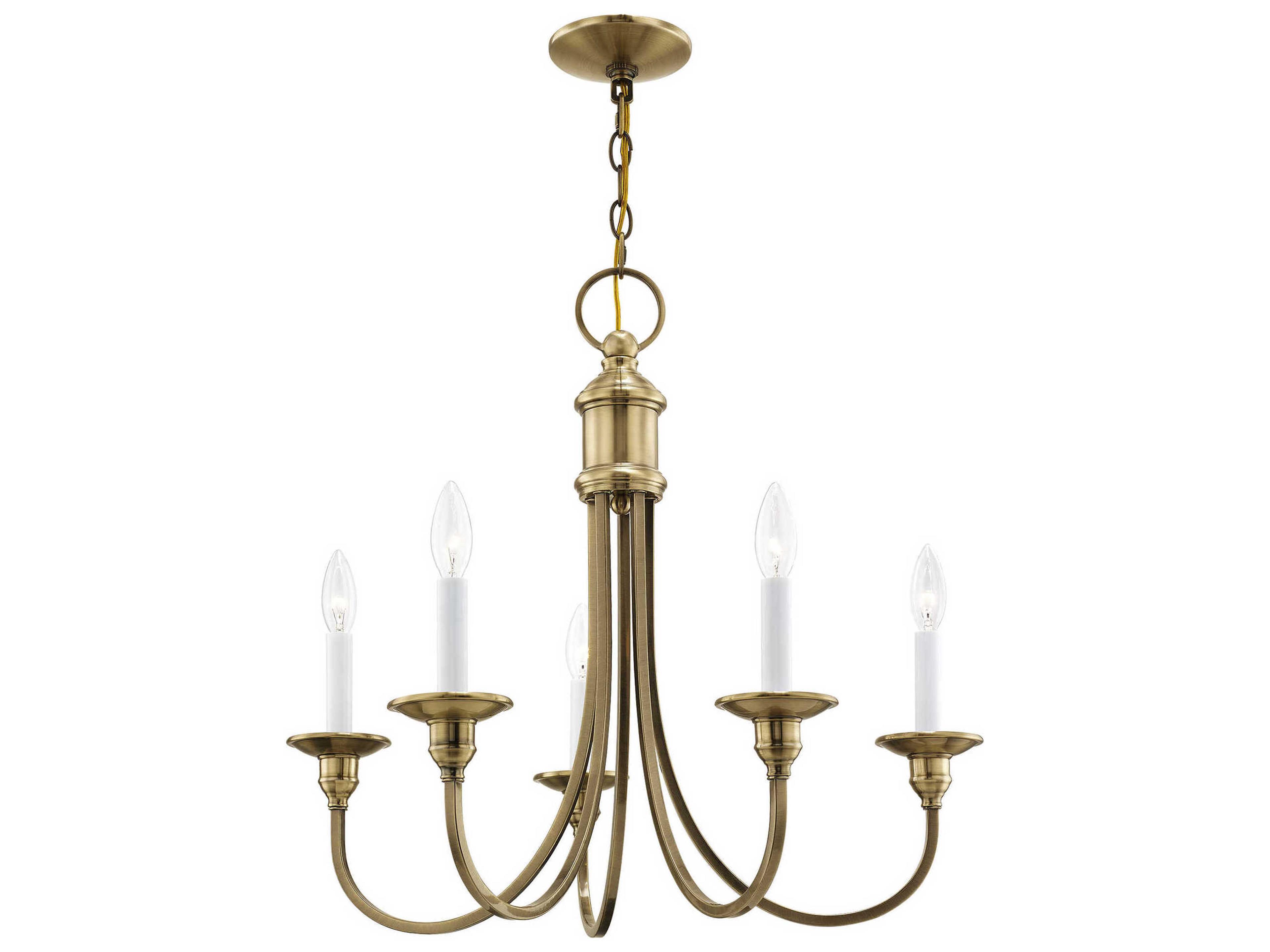 Livex Lighting Cranford 5-Light Antique Brass Candelabra Chandelier