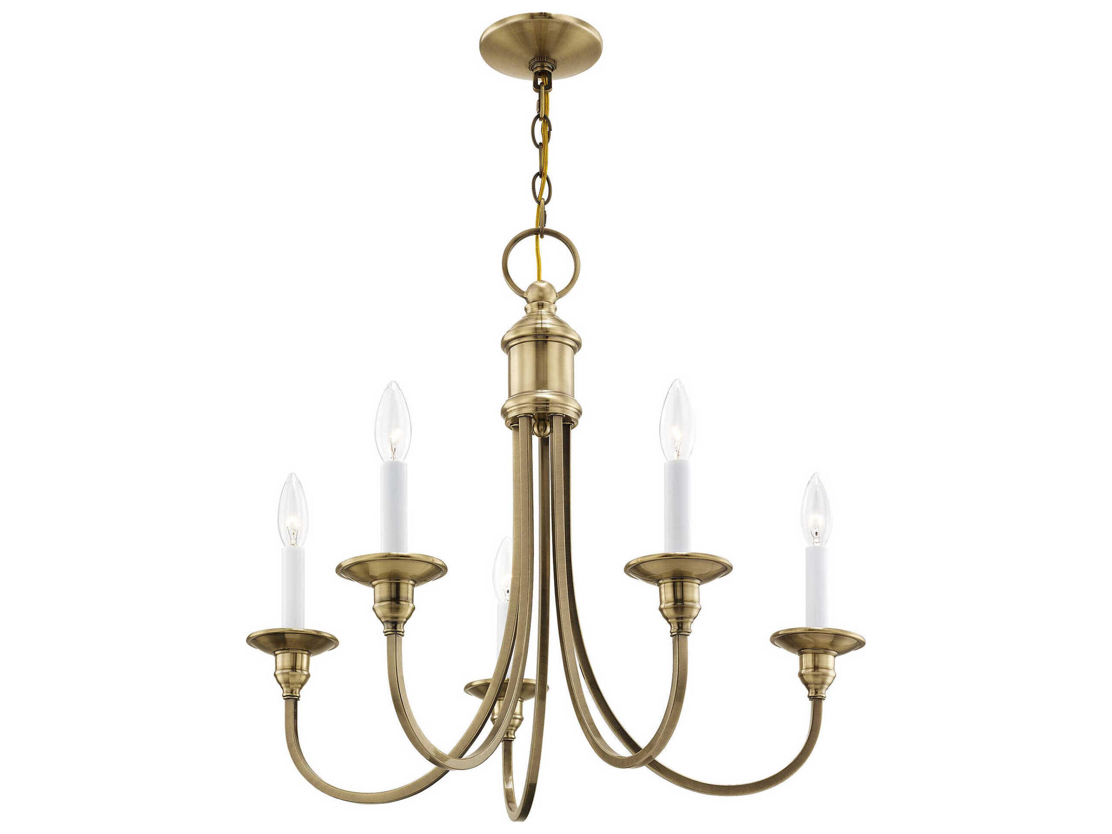 Livex Lighting Cranford 5-Light Antique Brass Candelabra Chandelier