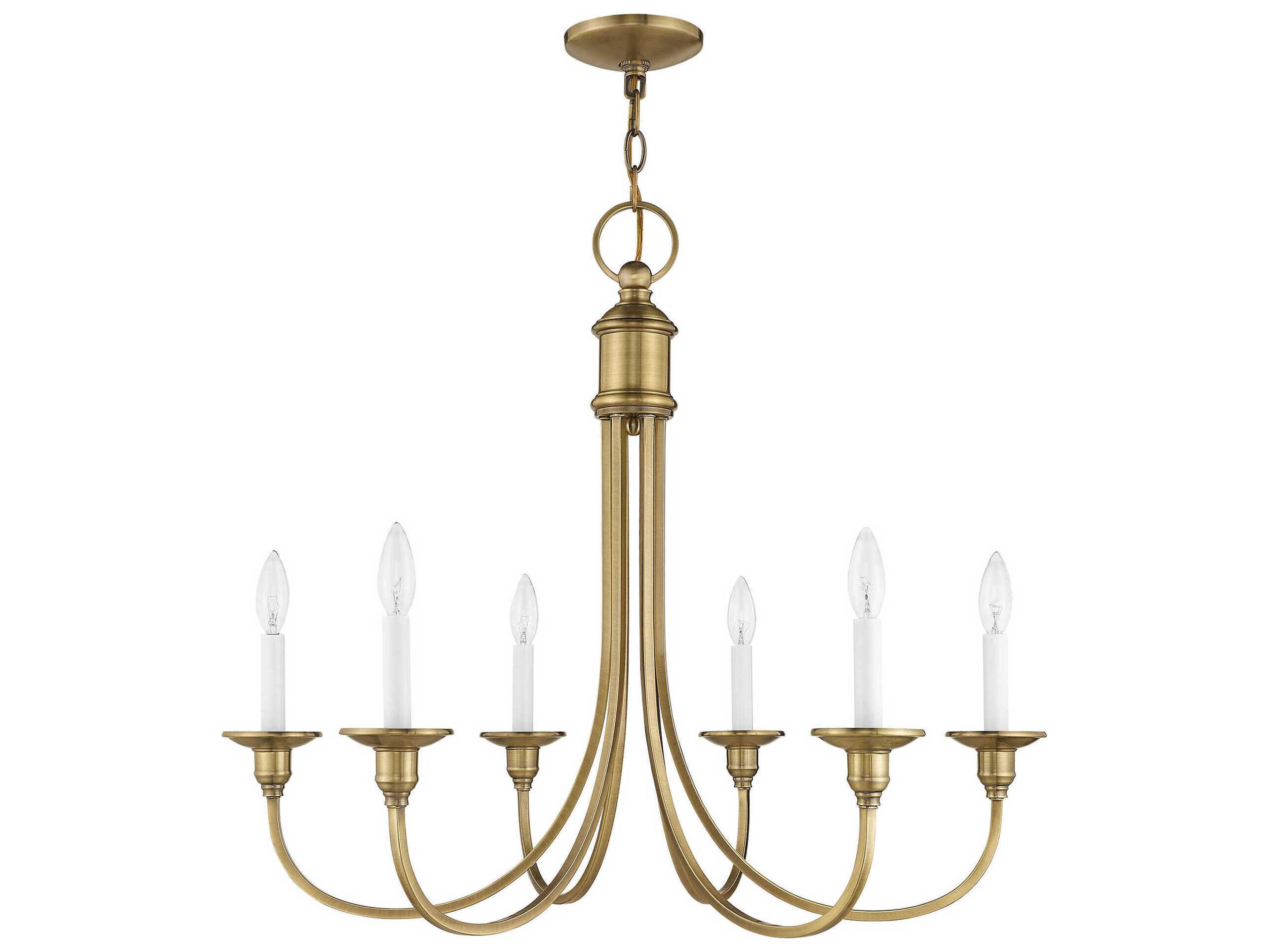 Livex Lighting Cranford 6-Light Antique Brass Candelabra Chandelier