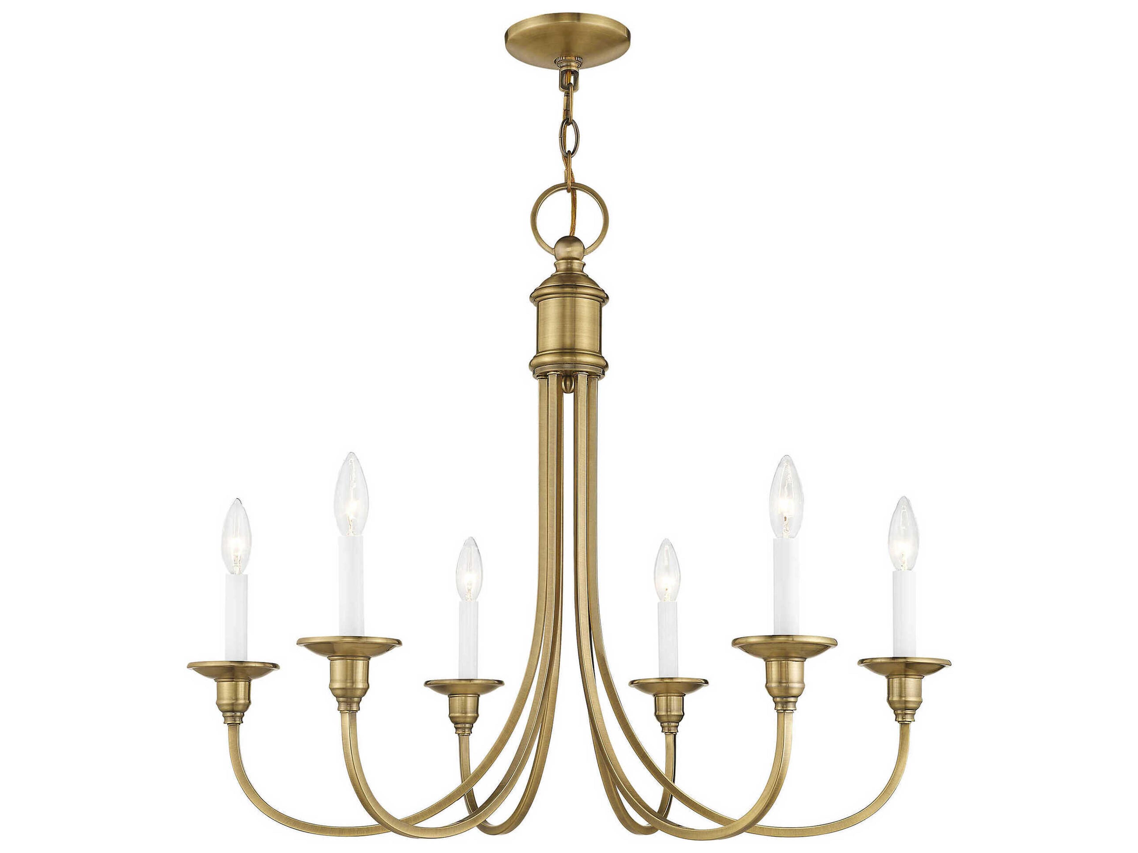 Livex Lighting Cranford 6-Light Antique Brass Candelabra Chandelier