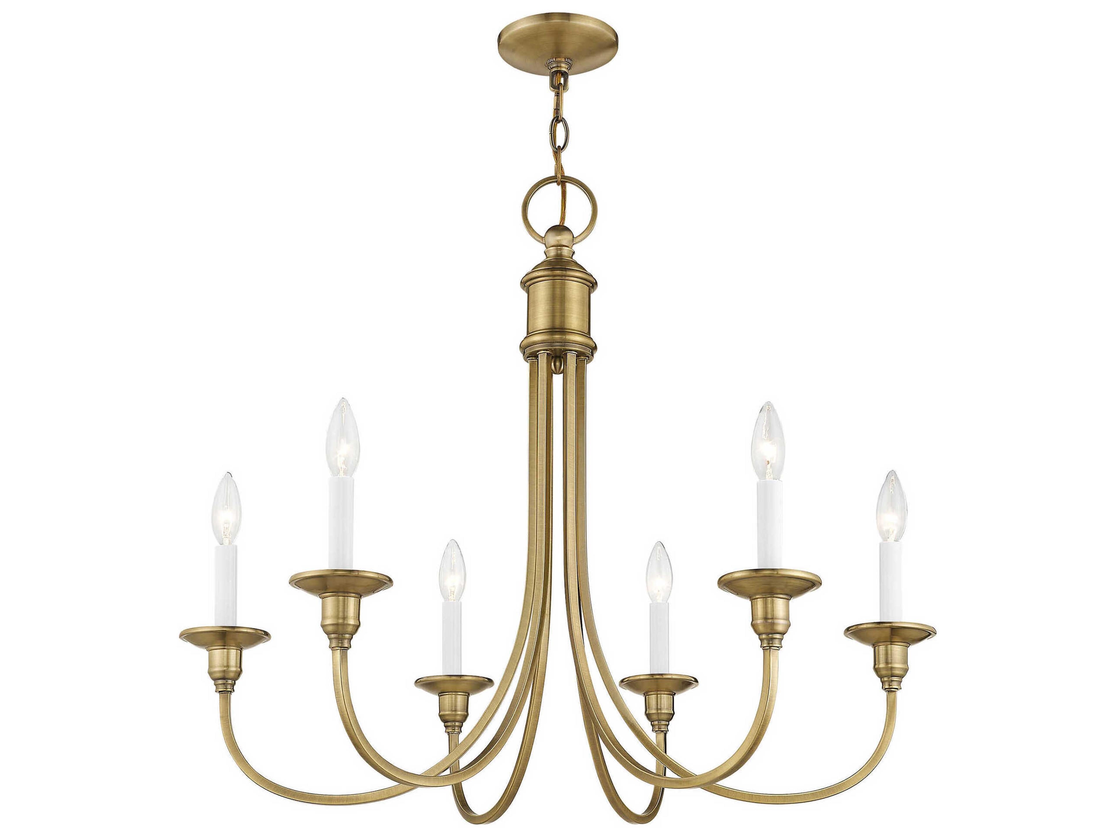 Livex Lighting Cranford 6-Light Antique Brass Candelabra Chandelier