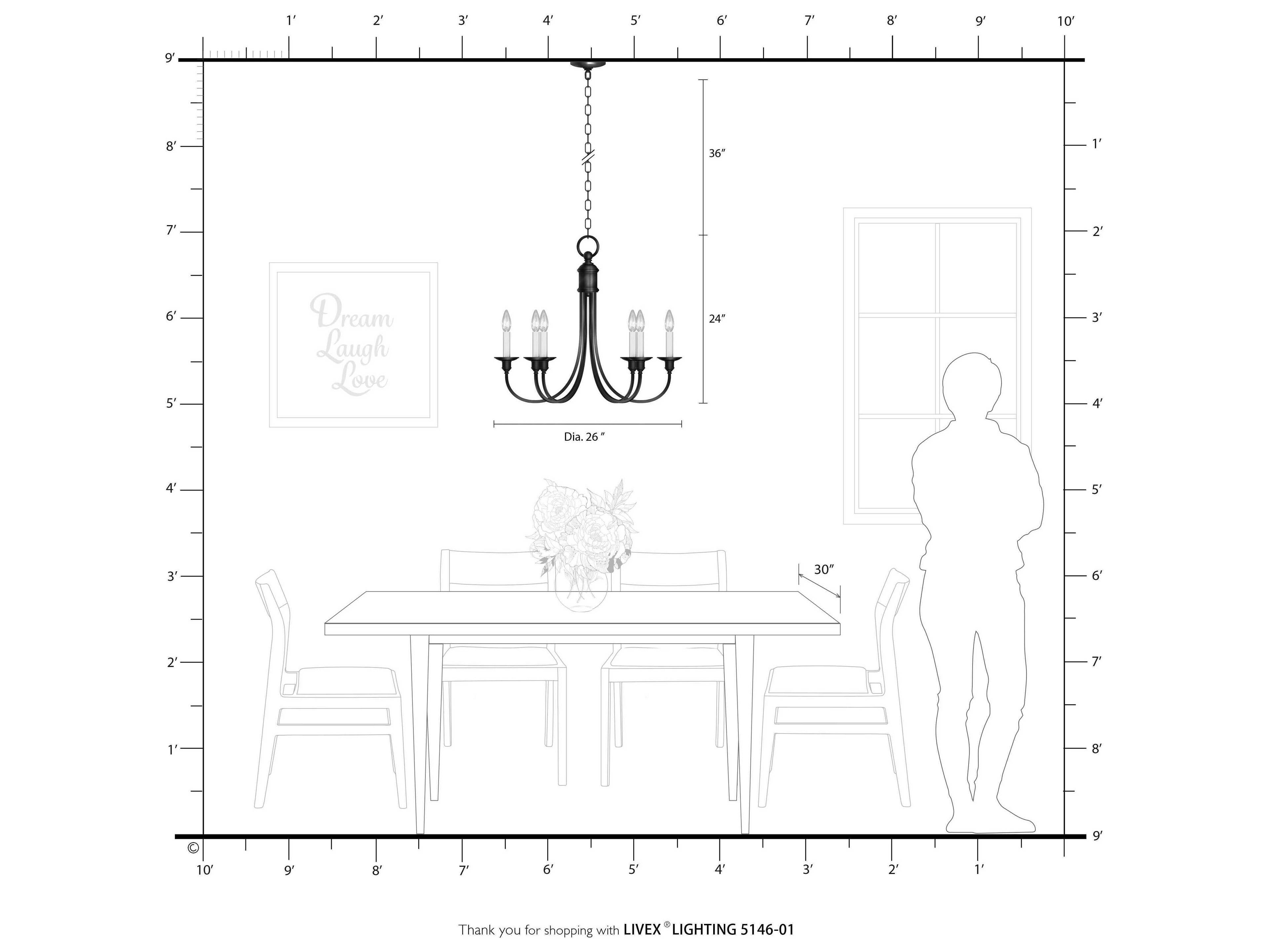 Livex Lighting Cranford 6-Light Antique Brass Candelabra Chandelier