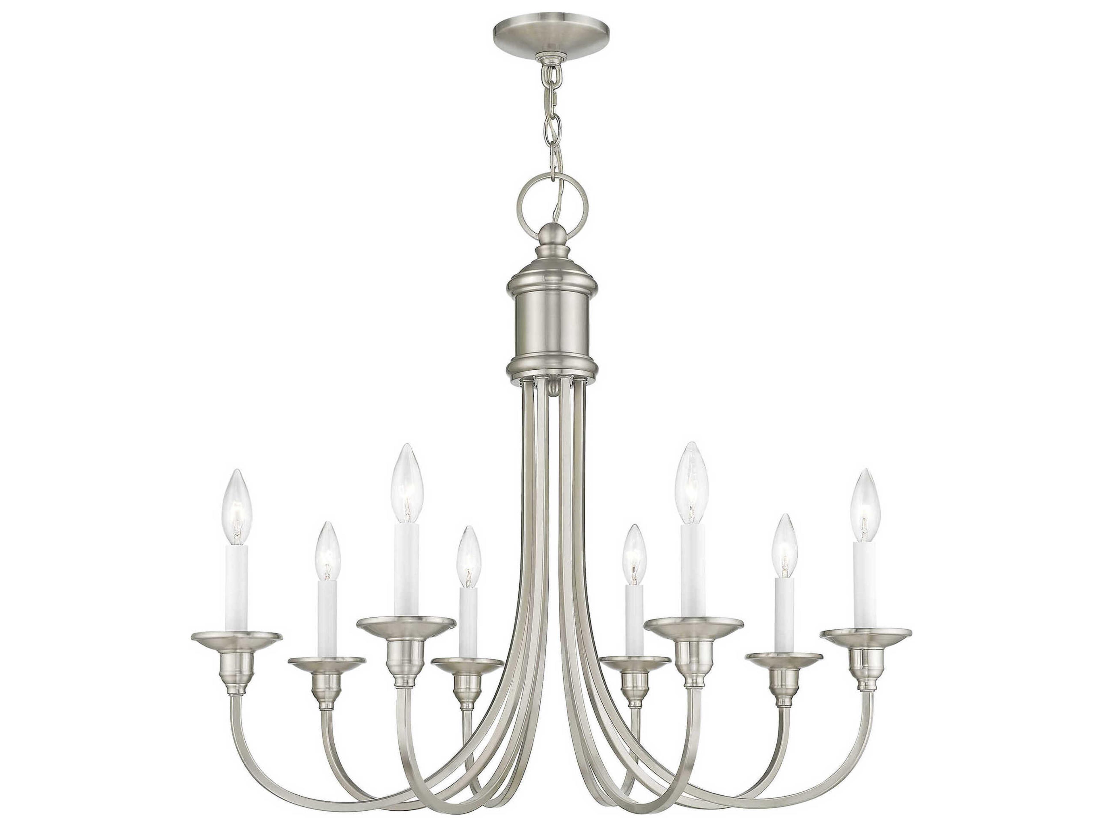 Livex Lighting Cranford 8-Light Brushed Nickel Candelabra Chandelier