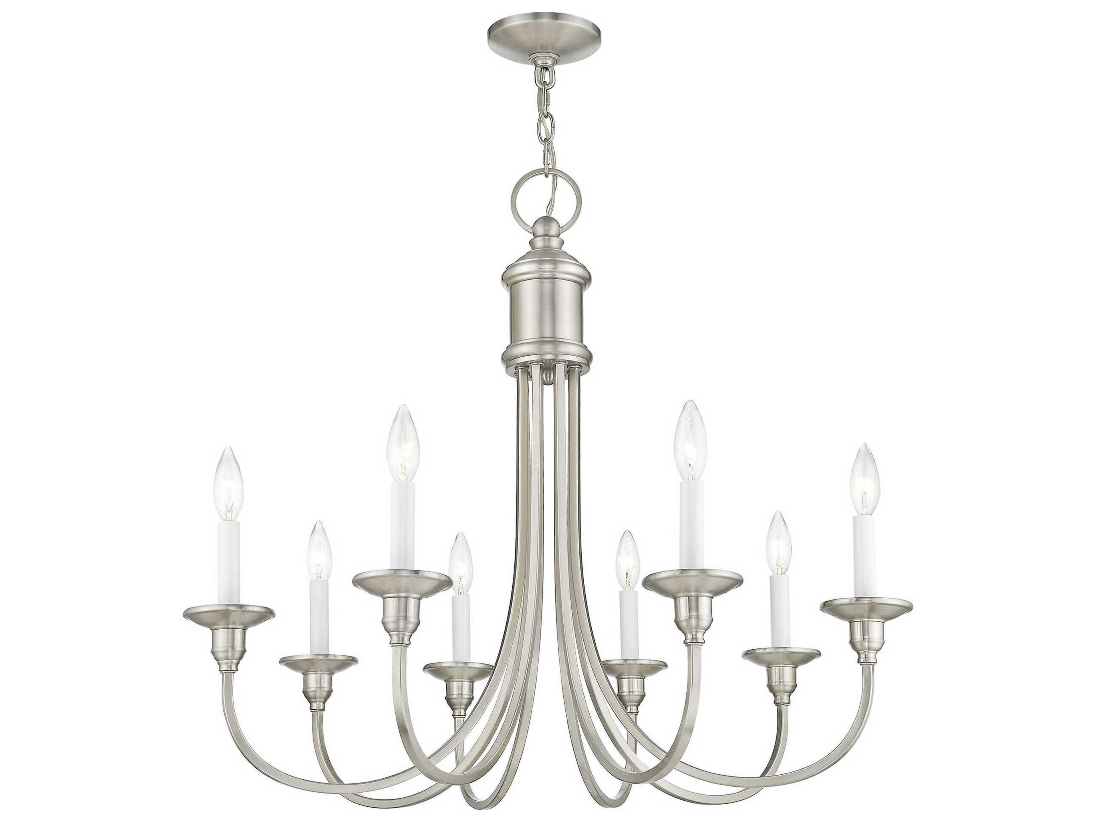 Livex Lighting Cranford 8-Light Brushed Nickel Candelabra Chandelier