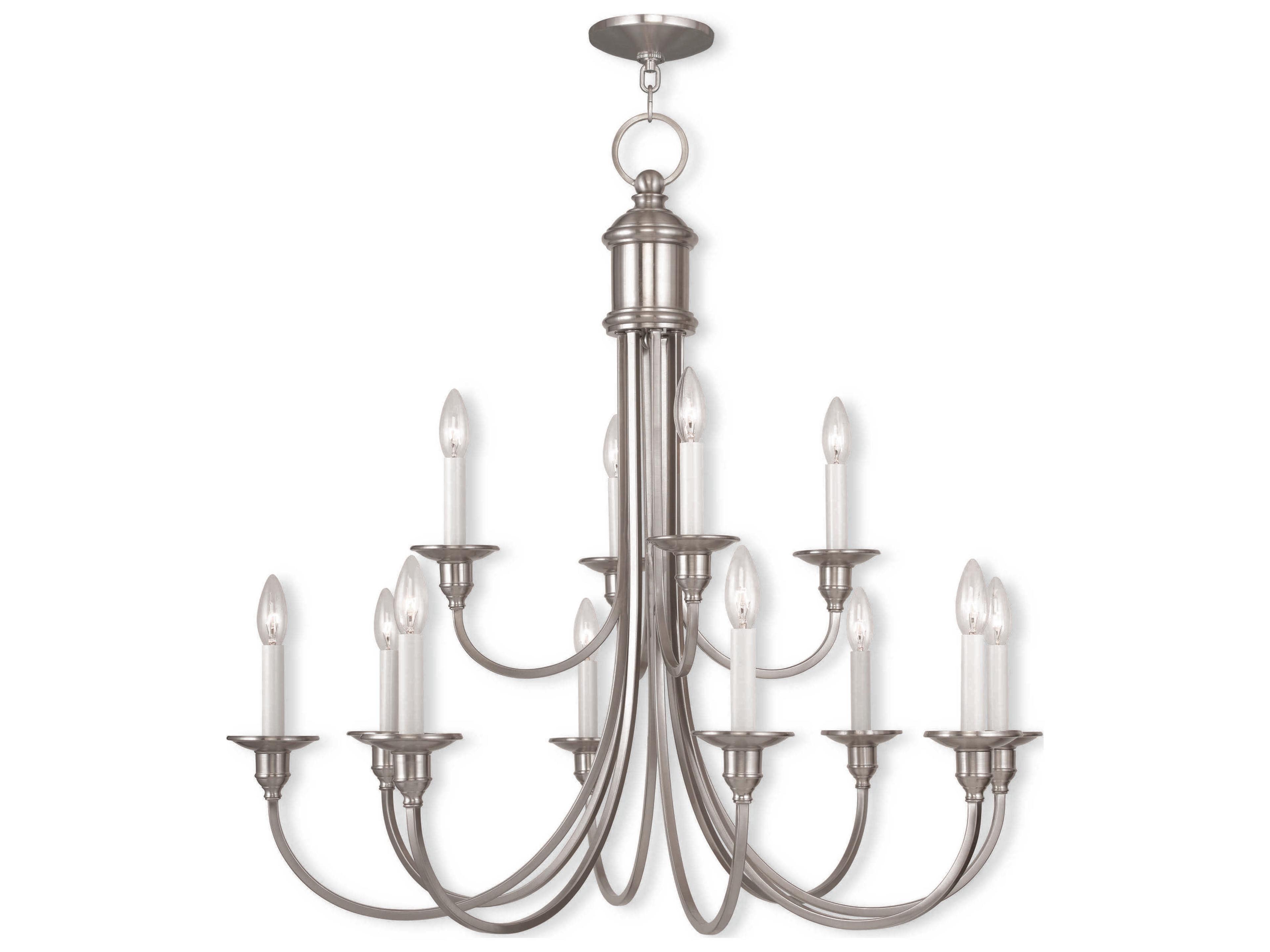 Cranford 12-Light Brushed Nickel Candelabra Tiered Chandelier