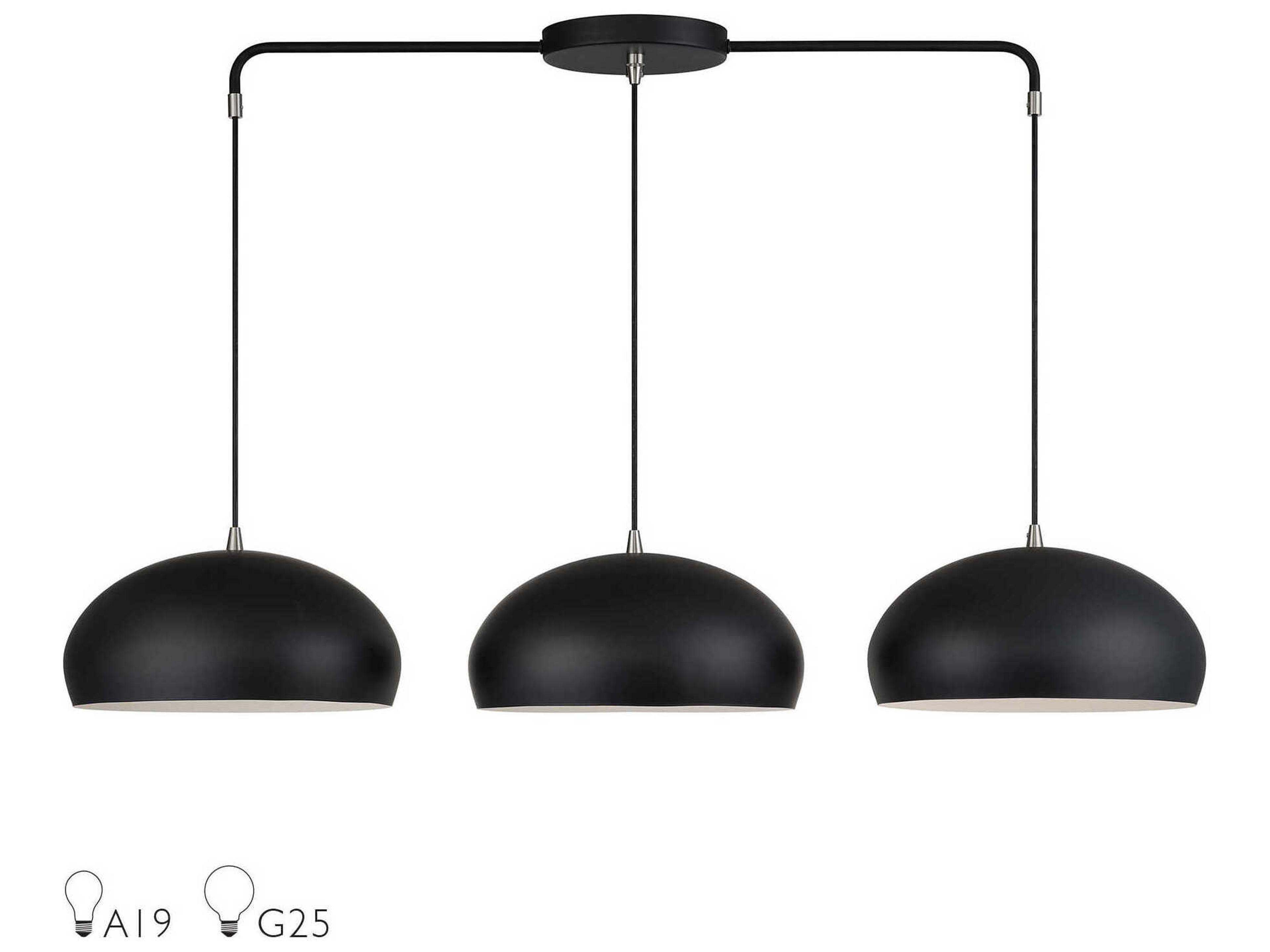 Livex Lighting Domma 3-Light Black With Brushed Nickel Accents Drum Island Pendant