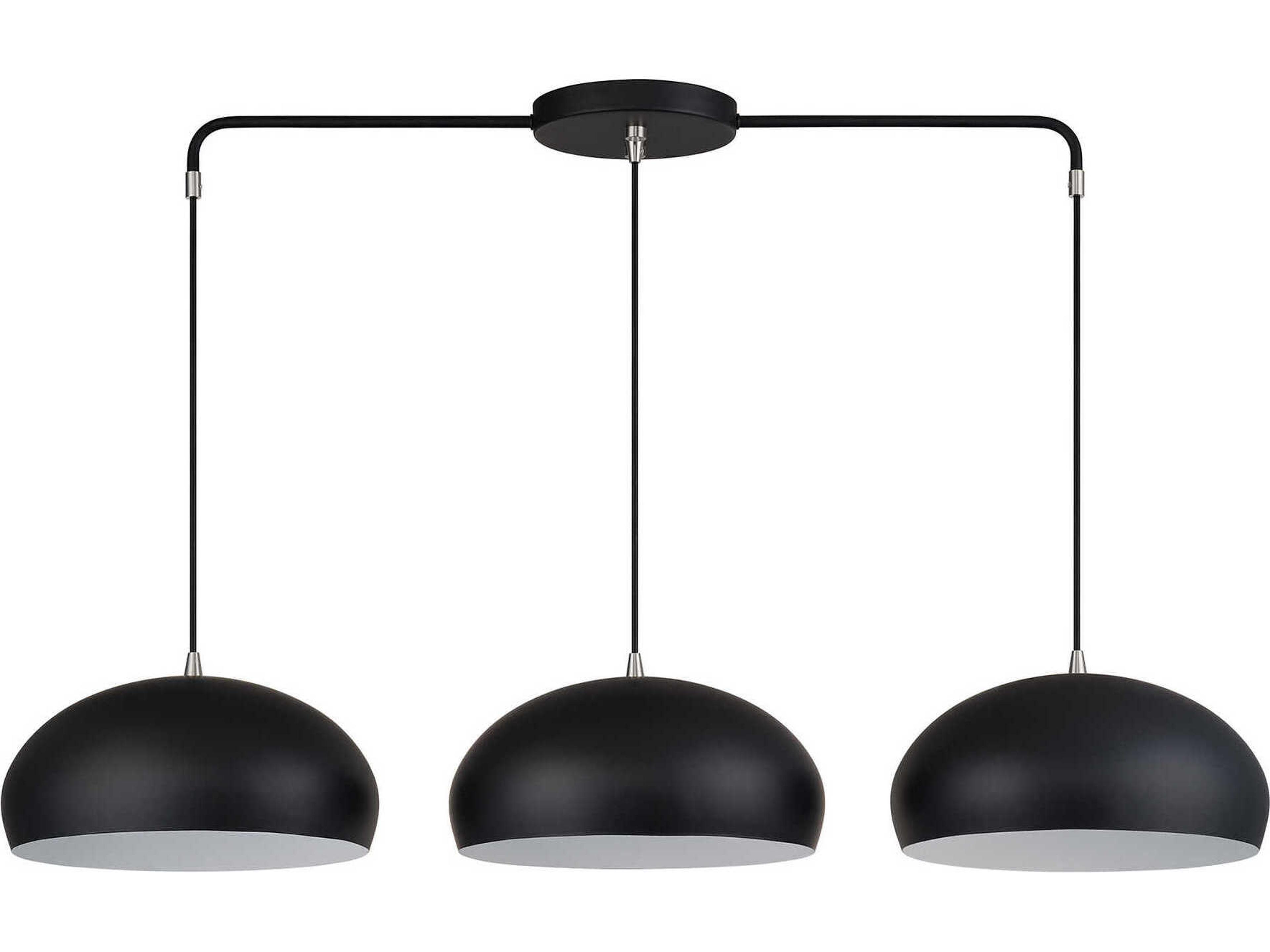Livex Lighting Domma 3-Light Black With Brushed Nickel Accents Drum Island Pendant