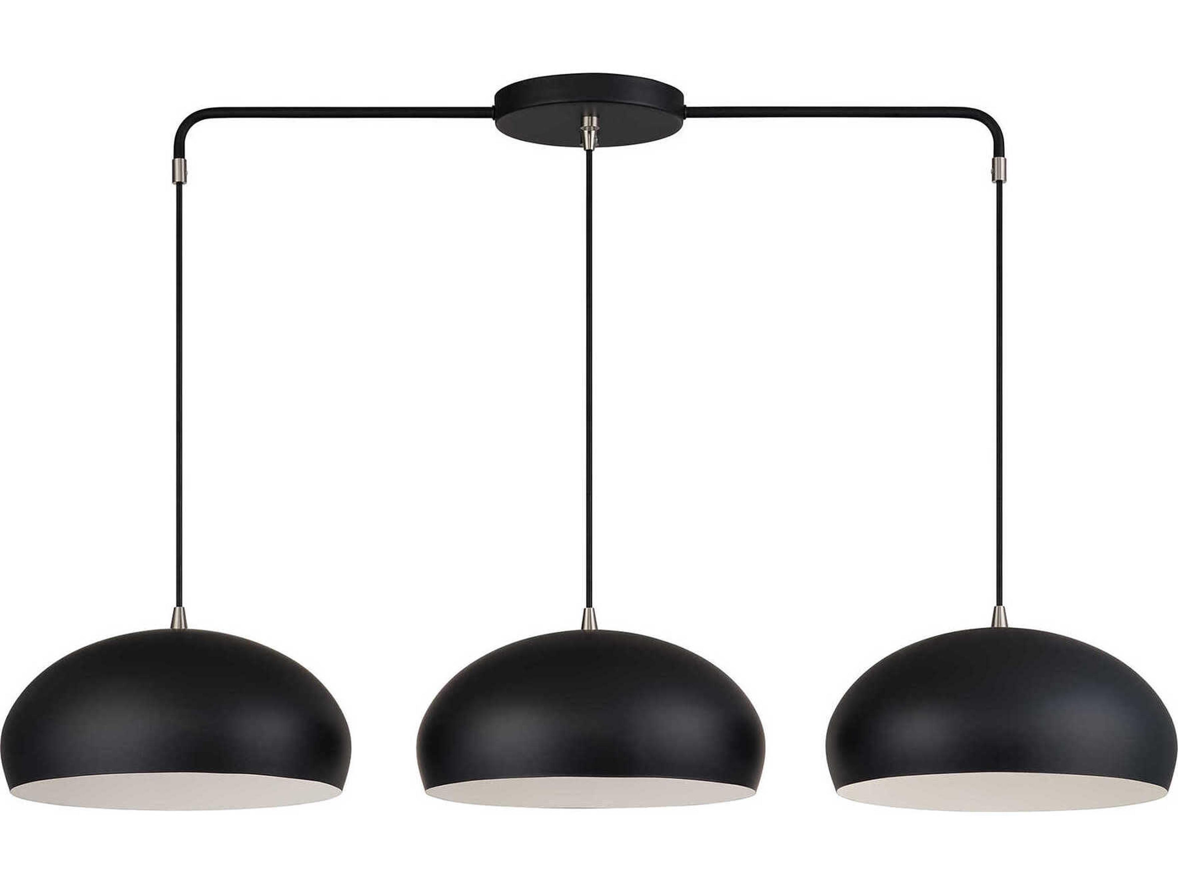 Livex Lighting Domma 3-Light Black With Brushed Nickel Accents Drum Island Pendant