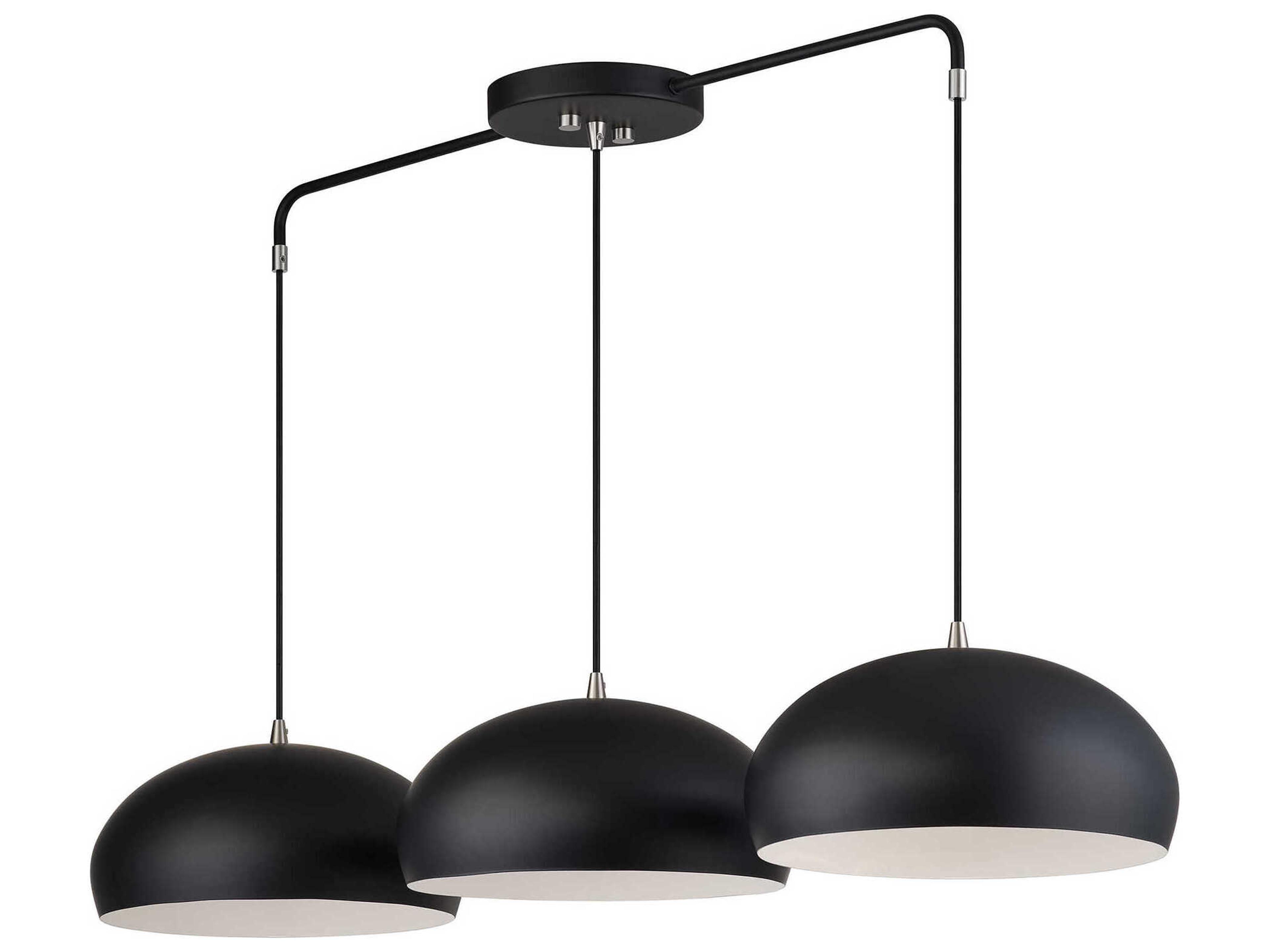 Domma 3-Light Black With Brushed Nickel Accents Drum Island Pendant