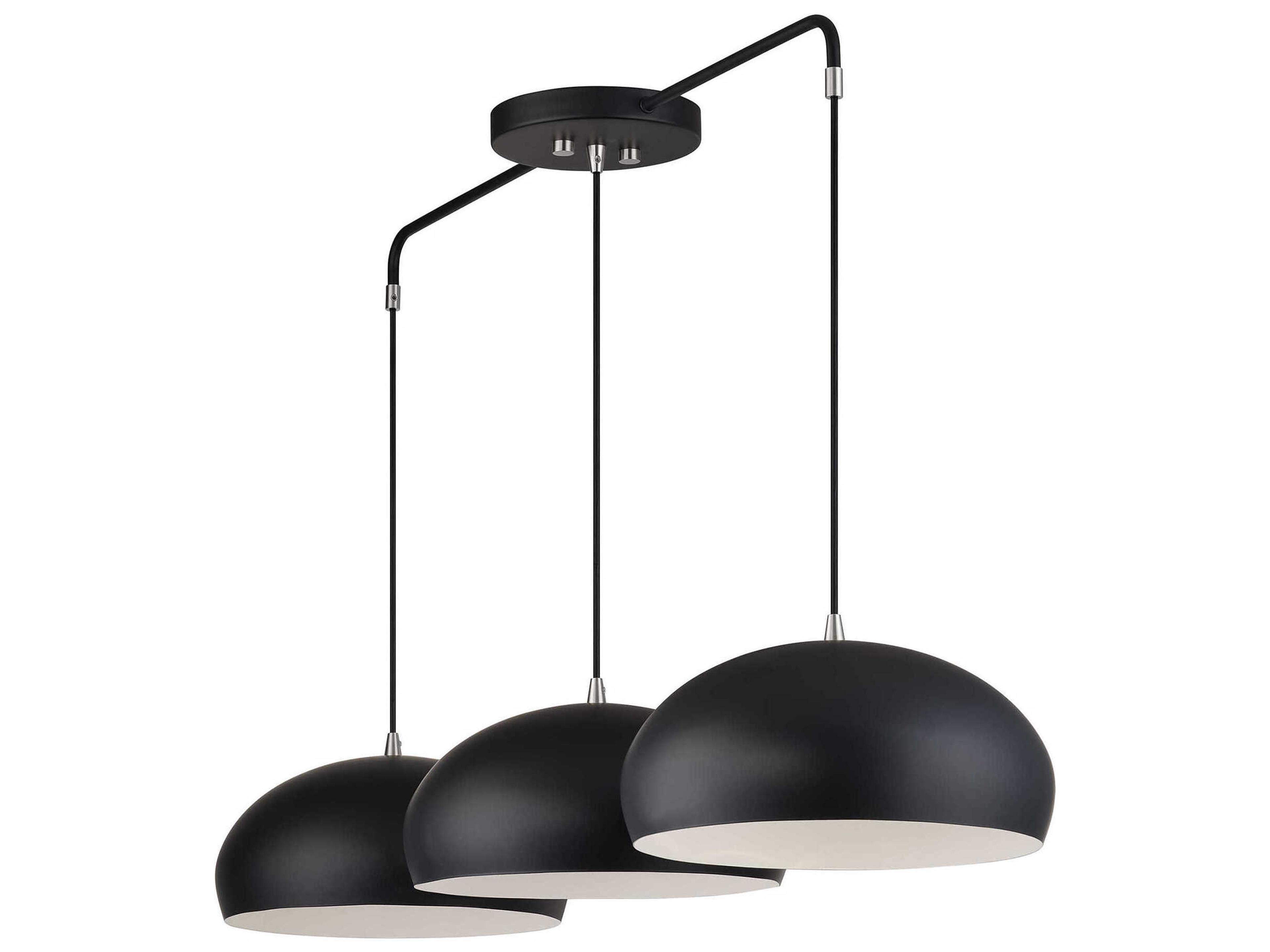 Livex Lighting Domma 3-Light Black With Brushed Nickel Accents Drum Island Pendant