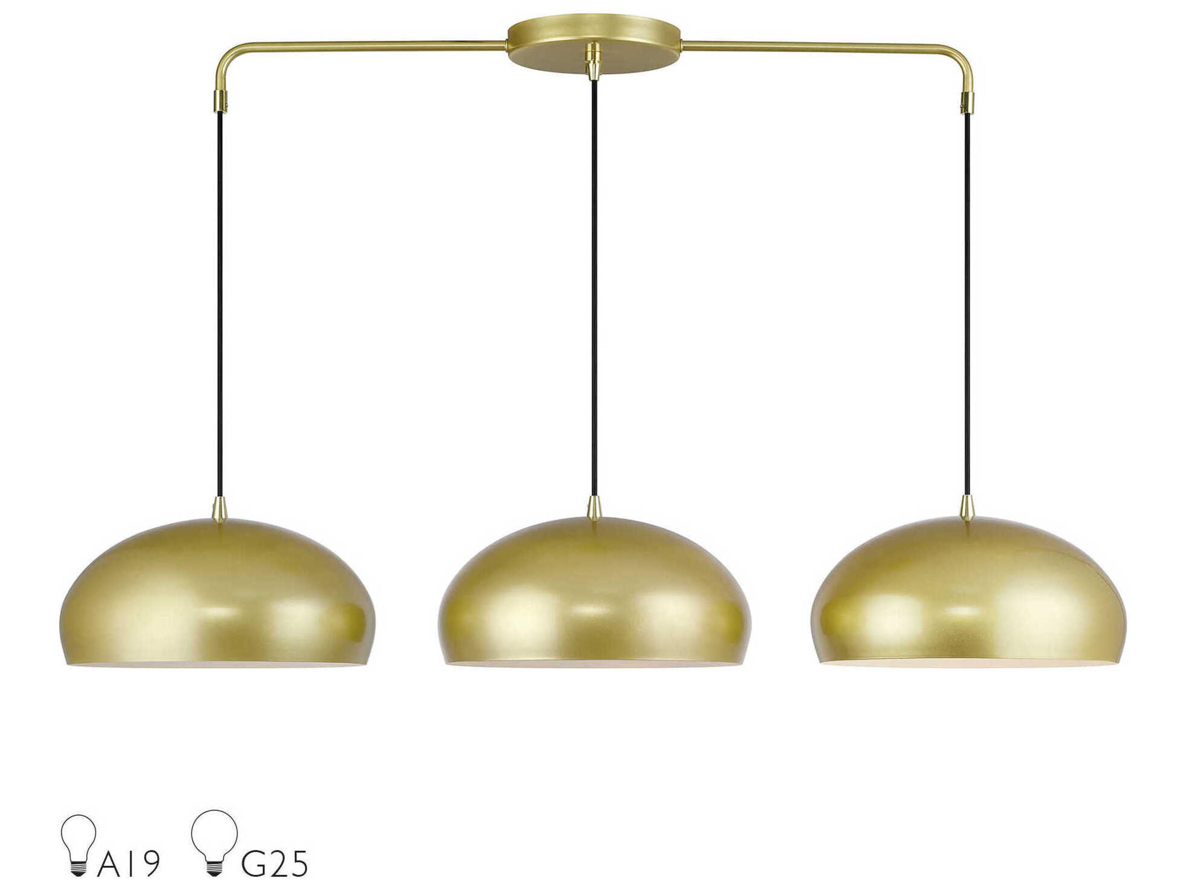 Livex Lighting Domma 3-Light Soft Gold With Polished Brass Accents Drum Island Pendant