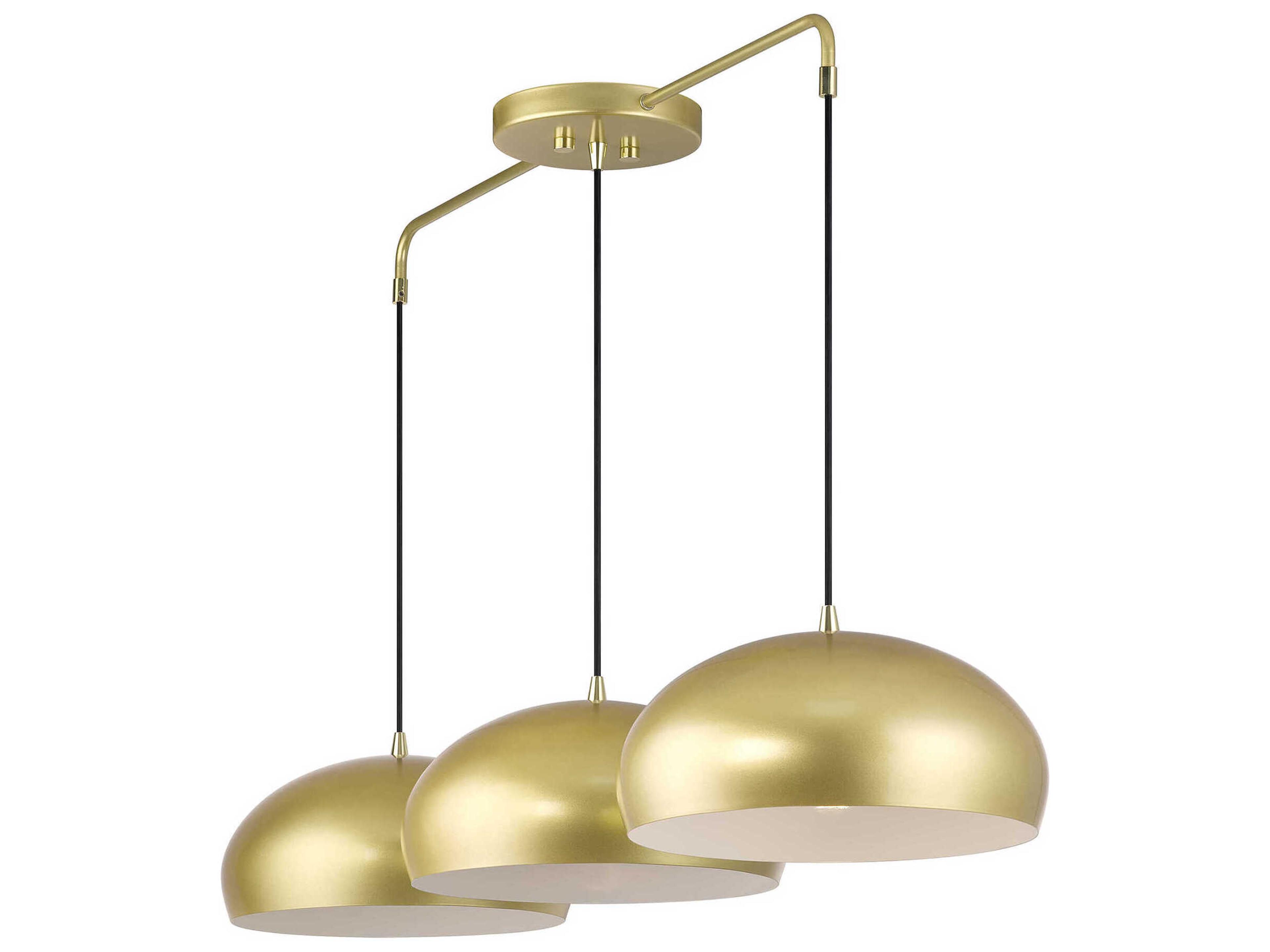 Livex Lighting Domma 3-Light Soft Gold With Polished Brass Accents Drum Island Pendant
