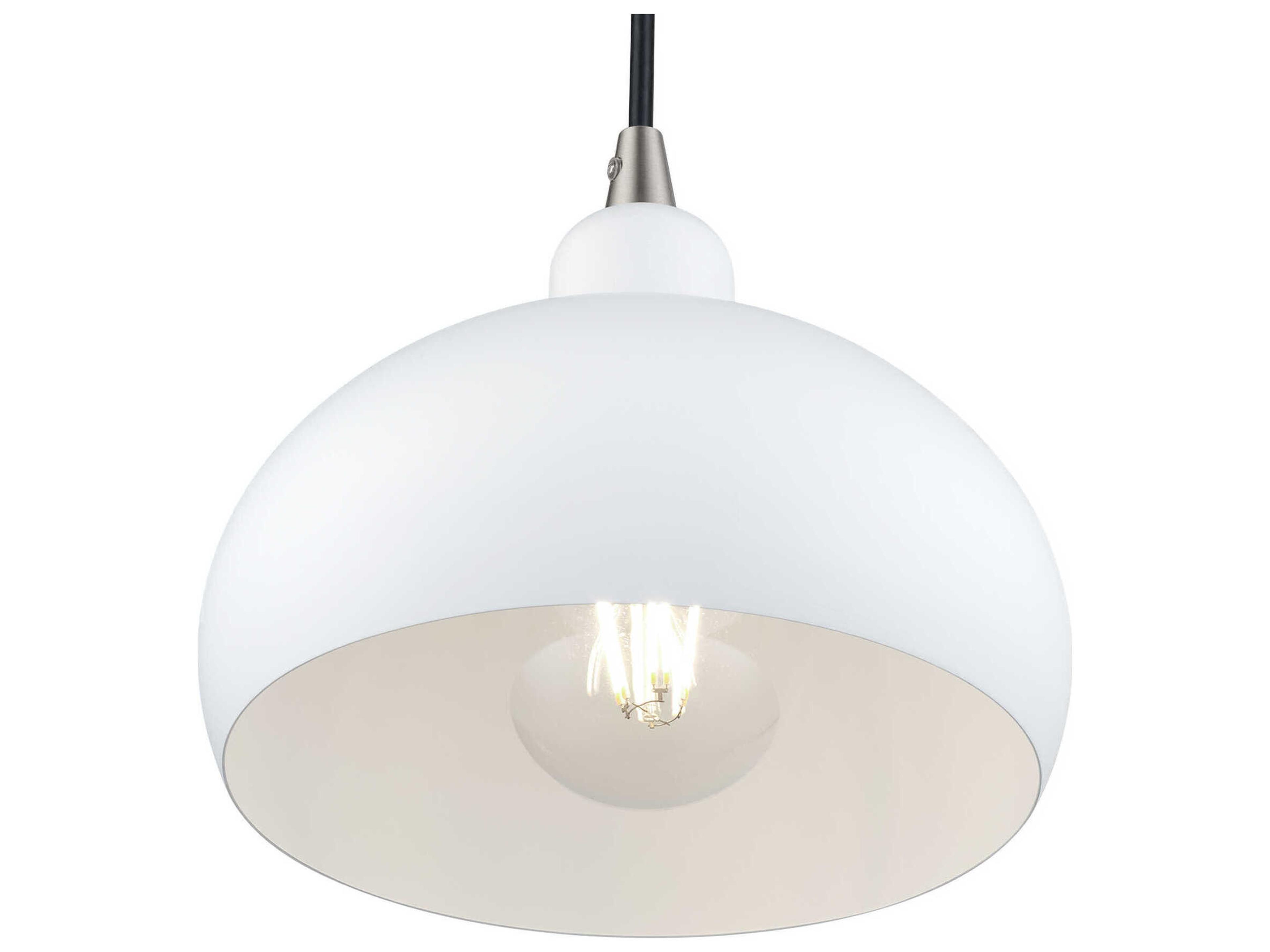Livex Lighting Domma 1-Light White With Brushed Nickel Accents Drum Mini Pendant