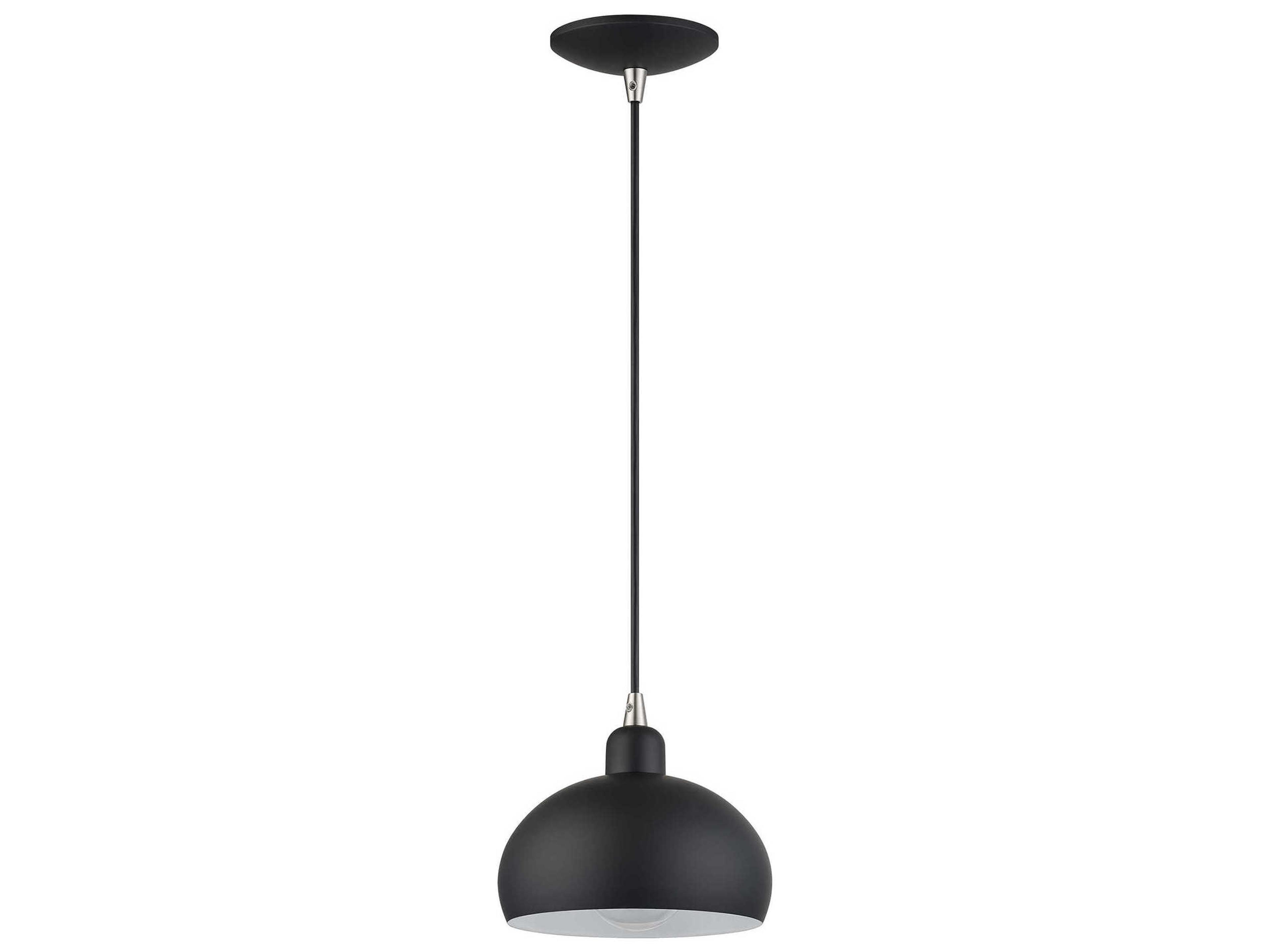 Domma 1-Light Black With Brushed Nickel Accents Drum Mini Pendant