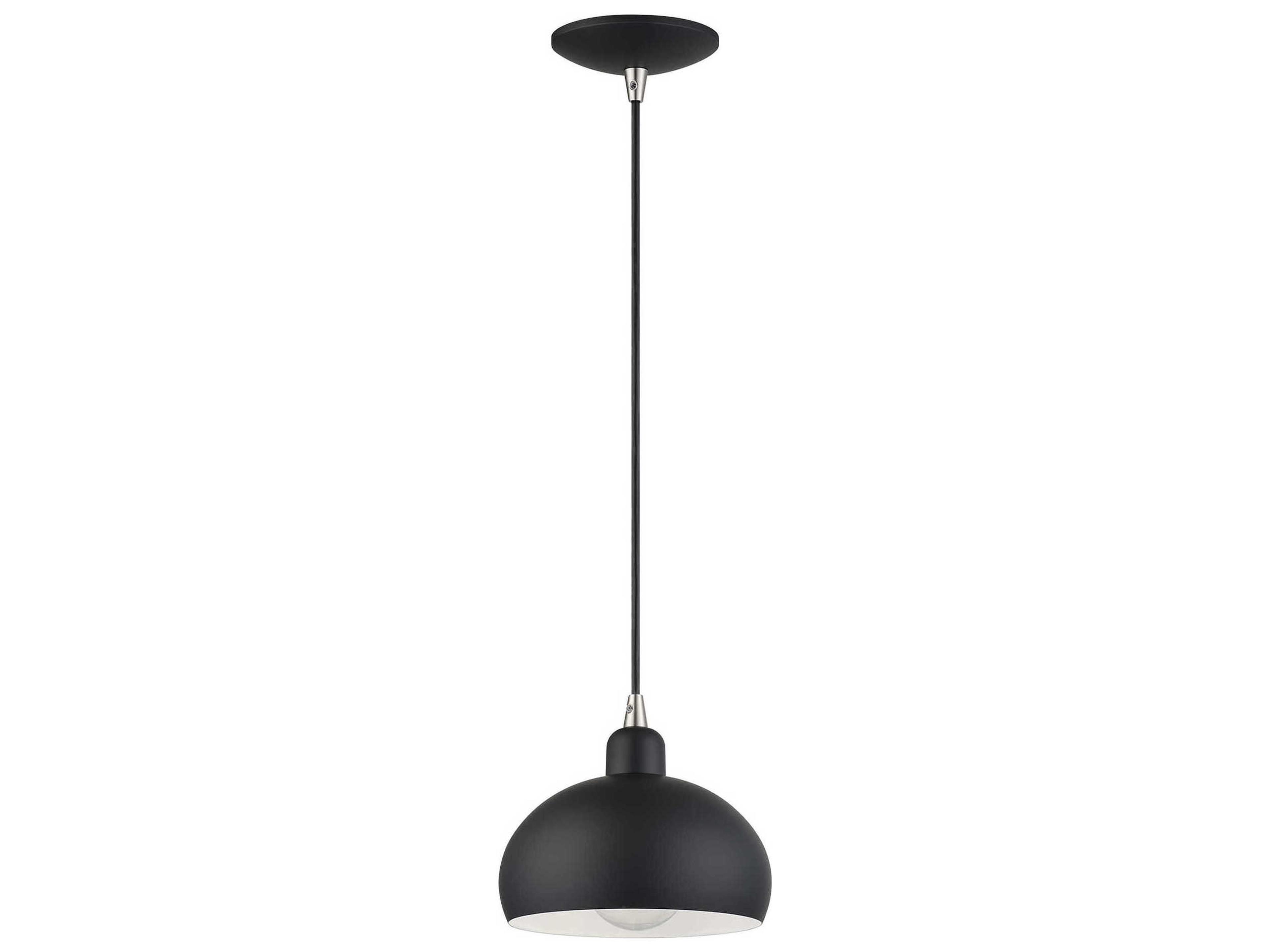 Livex Lighting Domma 1-Light Black With Brushed Nickel Accents Drum Mini Pendant