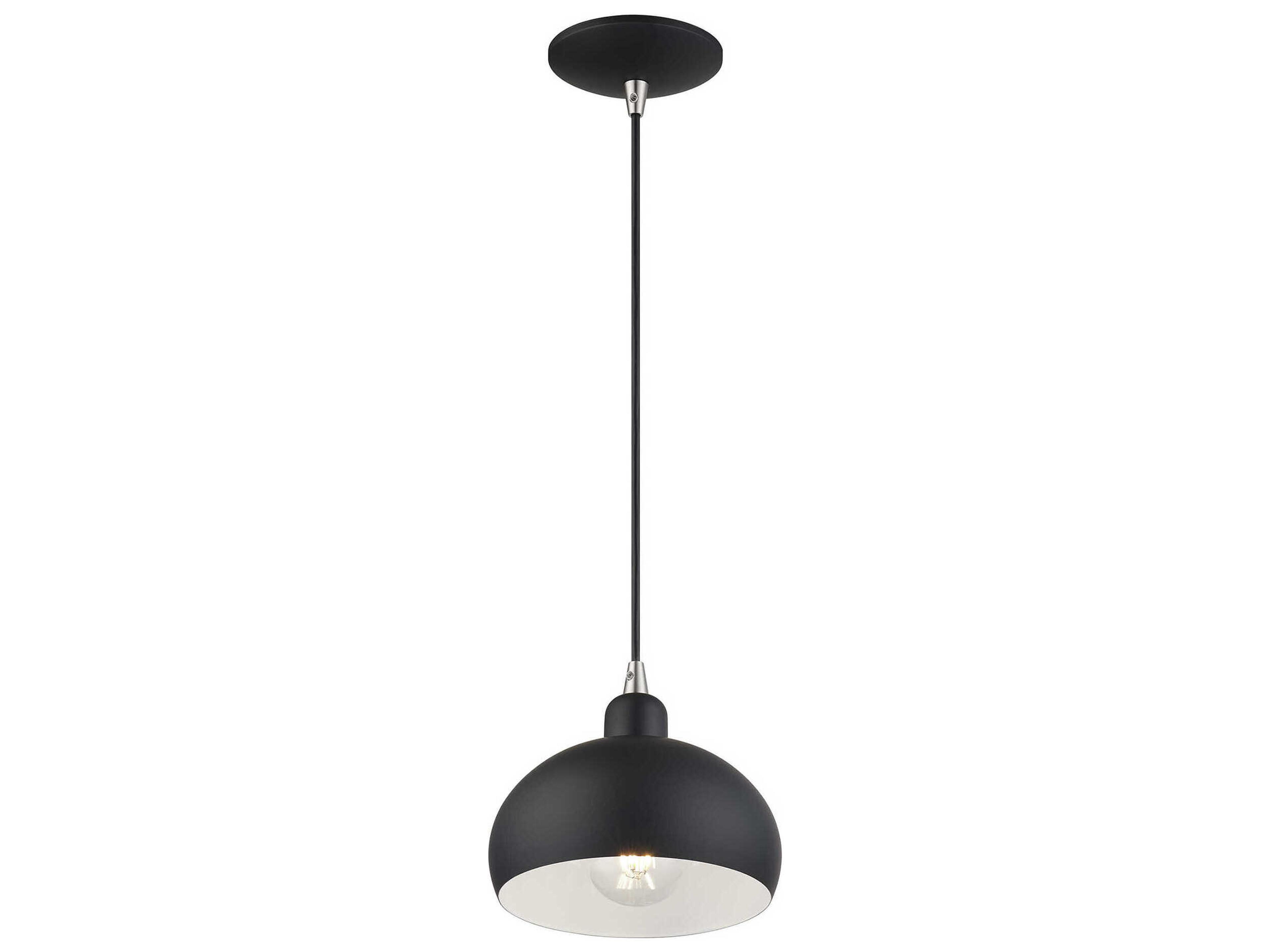 Livex Lighting Domma 1-Light Black With Brushed Nickel Accents Drum Mini Pendant
