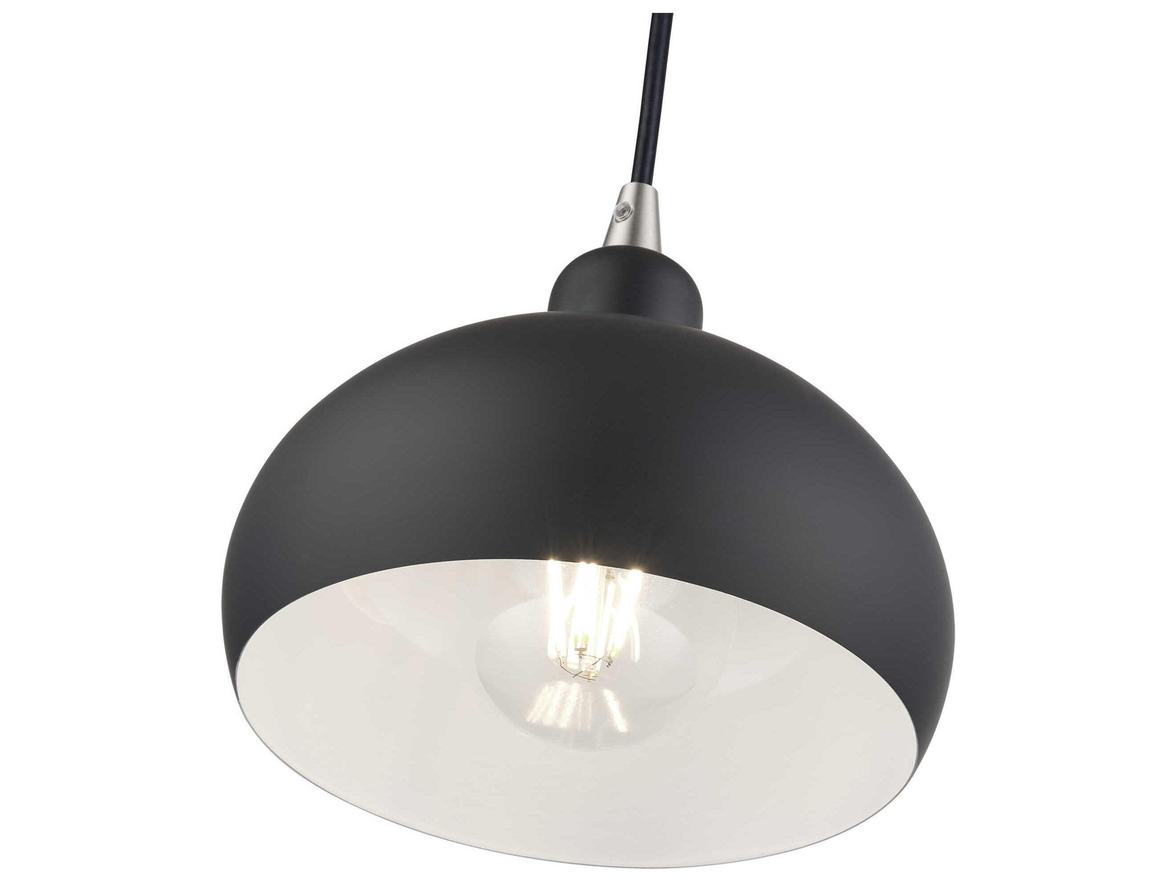 Livex Lighting Domma 1-Light Black With Brushed Nickel Accents Drum Mini Pendant