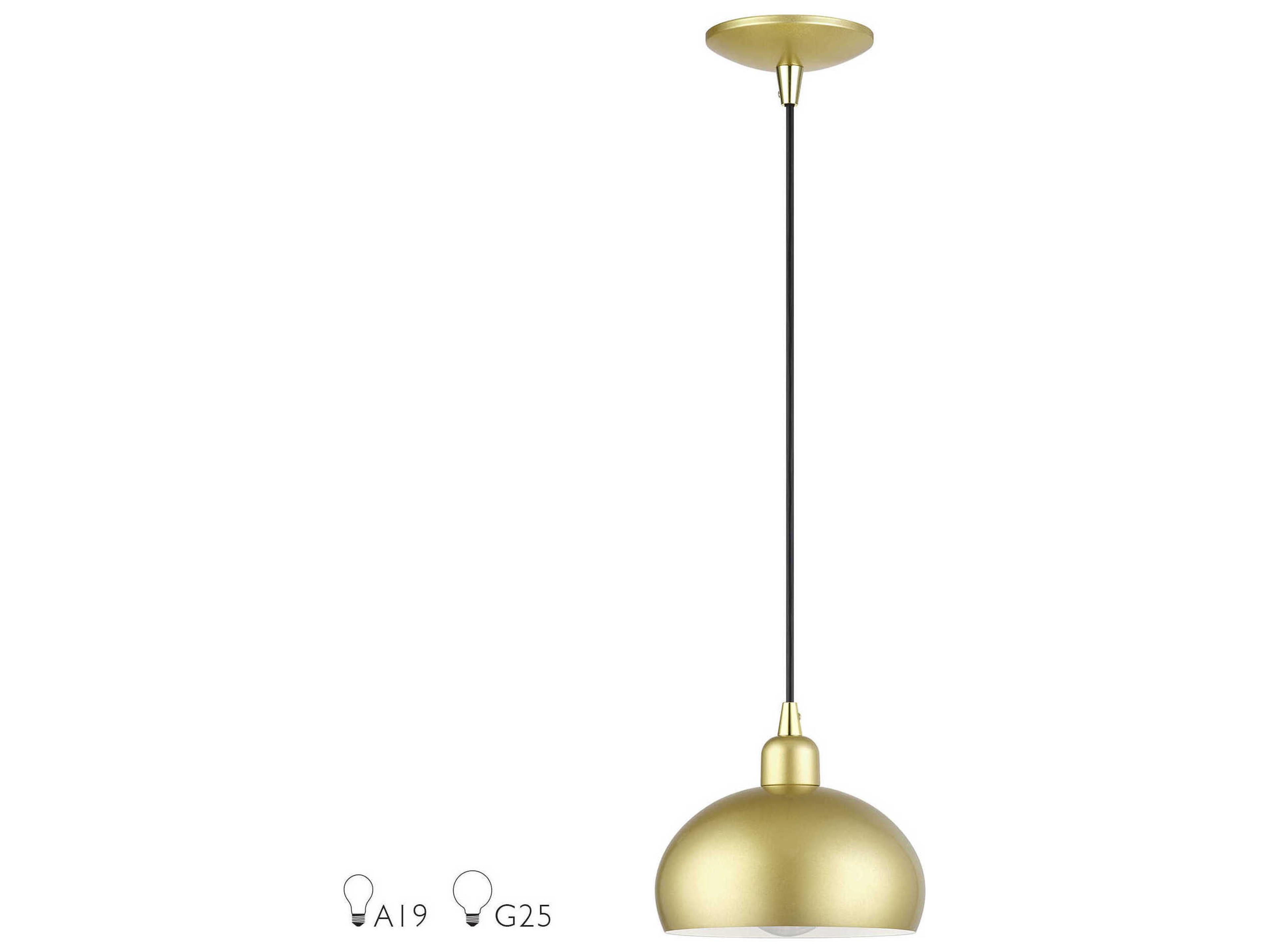Livex Lighting Domma 1-Light Soft Gold With Polished Brass Accents Drum Mini Pendant
