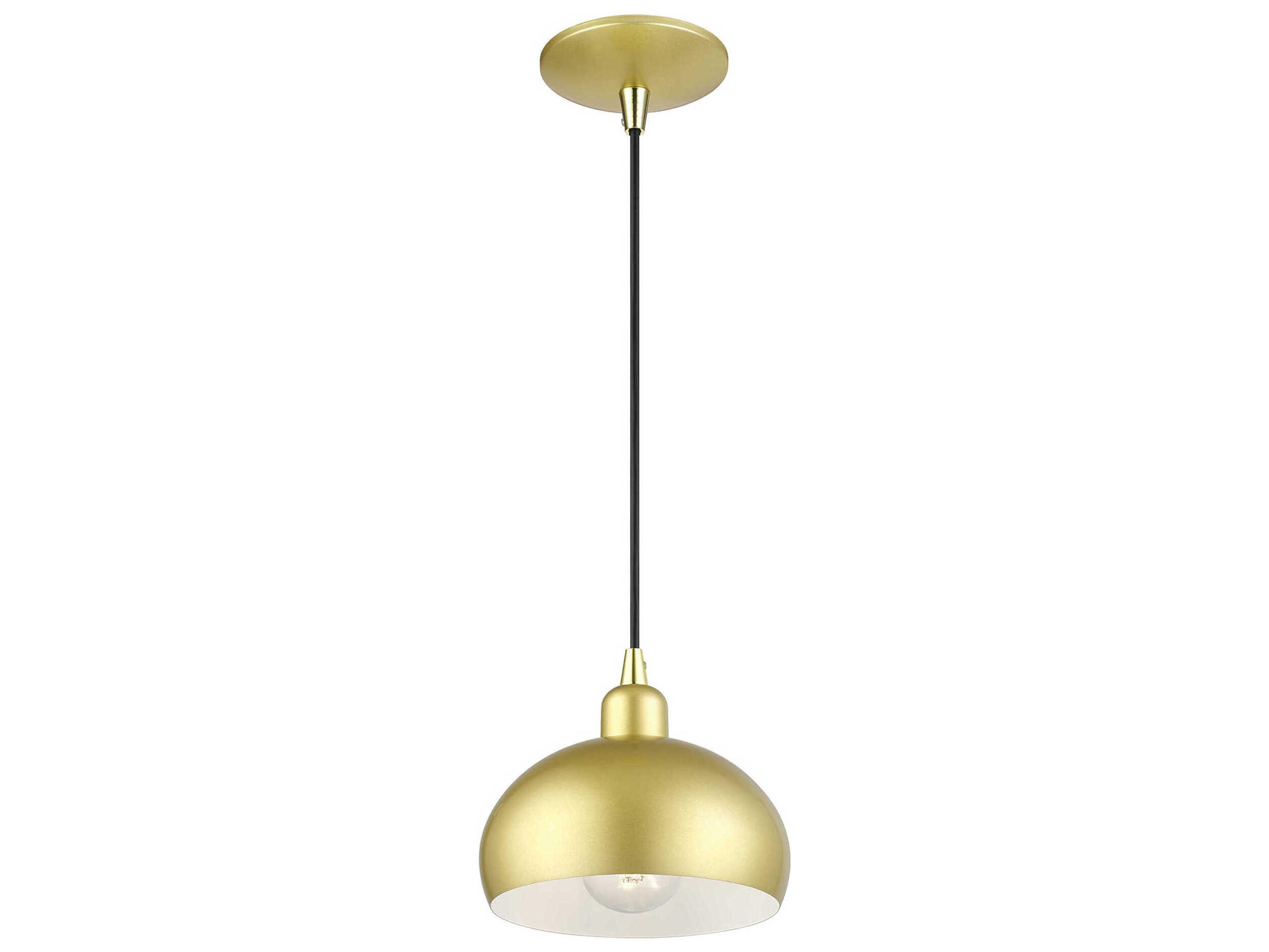 Livex Lighting Domma 1-Light Soft Gold With Polished Brass Accents Drum Mini Pendant