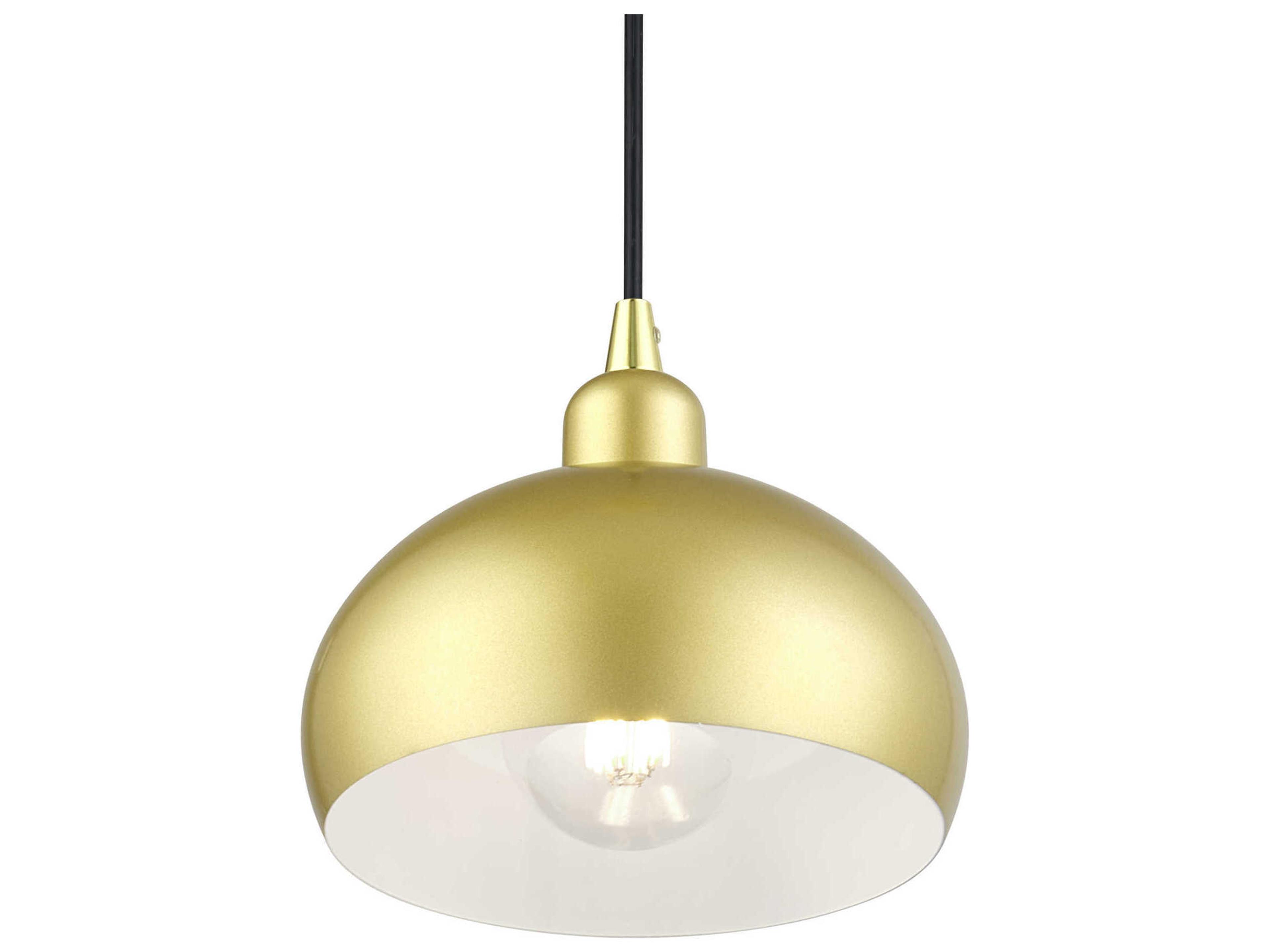 Livex Lighting Domma 1-Light Soft Gold With Polished Brass Accents Drum Mini Pendant