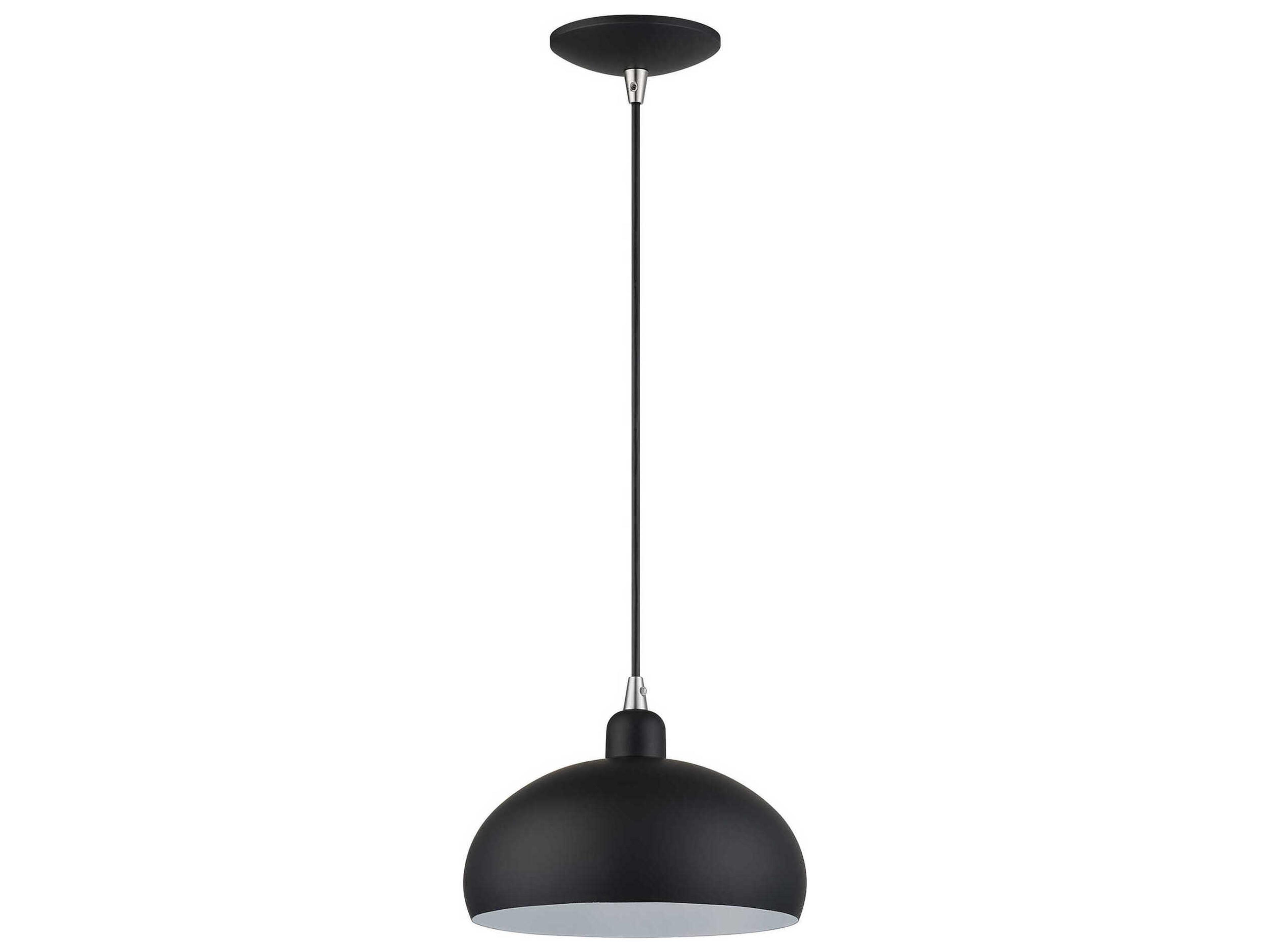Domma 1-Light Black With Brushed Nickel Accents Drum Mini Pendant