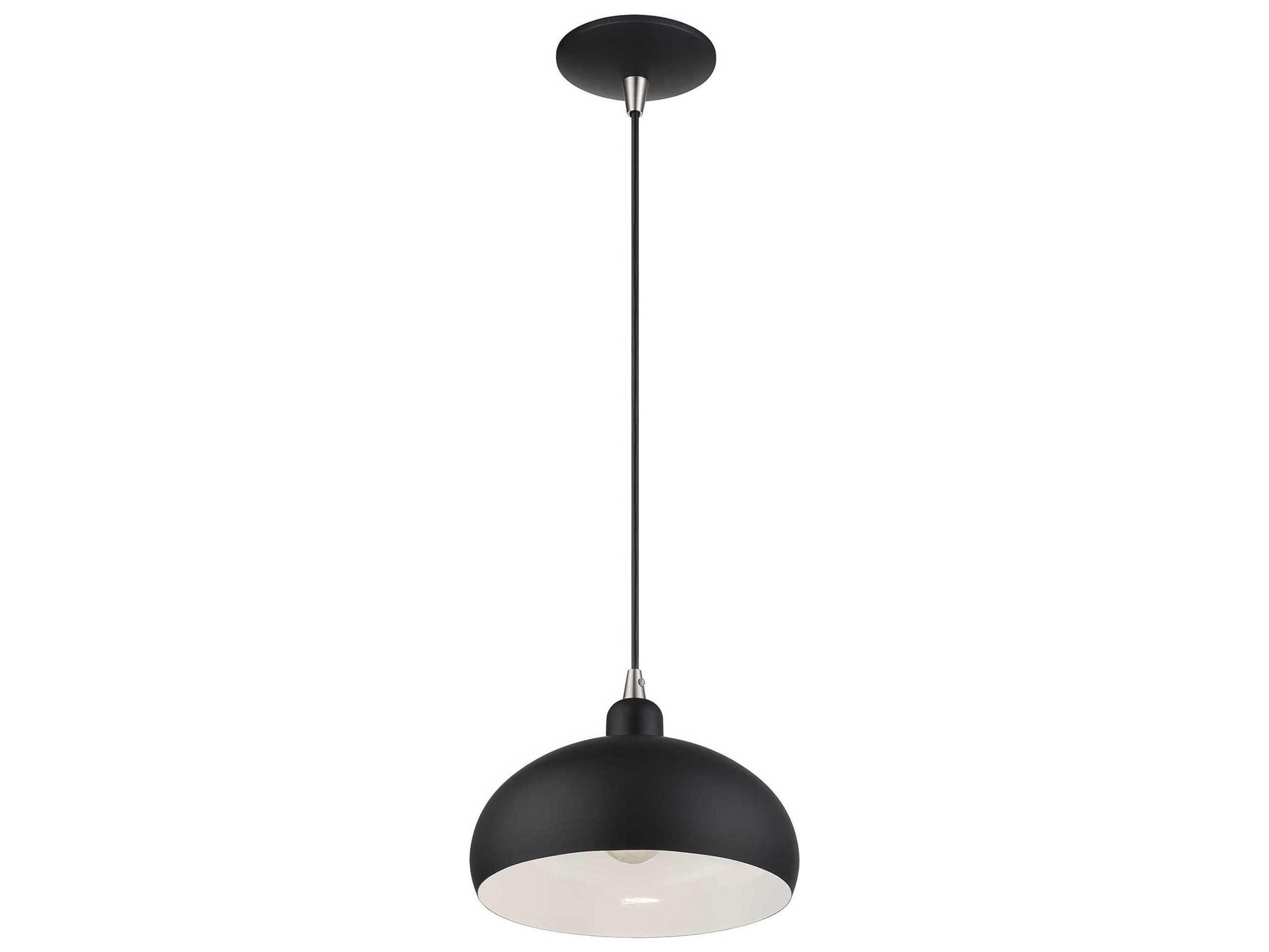 Livex Lighting Domma 1-Light Black With Brushed Nickel Accents Drum Mini Pendant