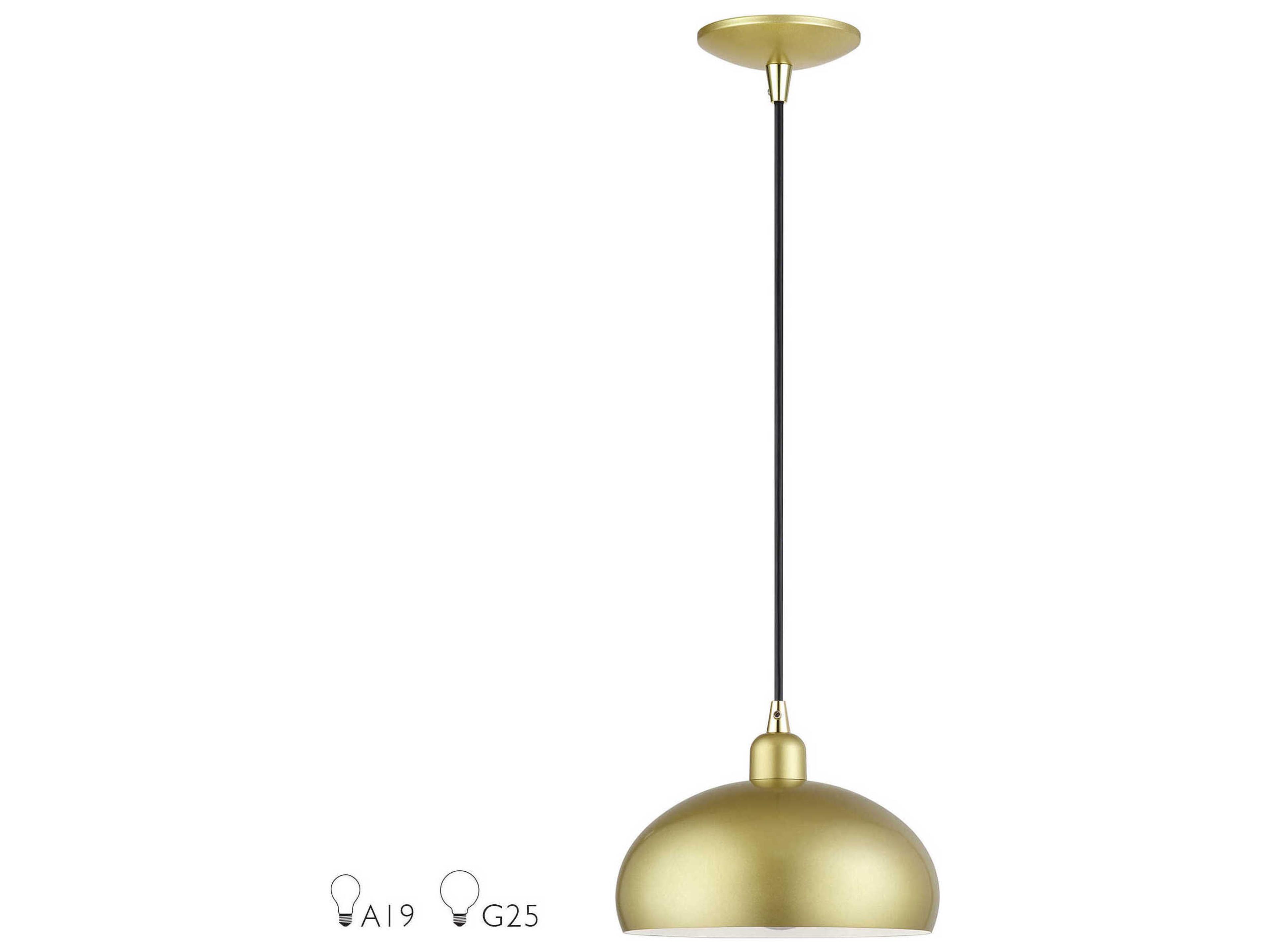Livex Lighting Domma 1-Light Soft Gold With Polished Brass Accents Drum Mini Pendant