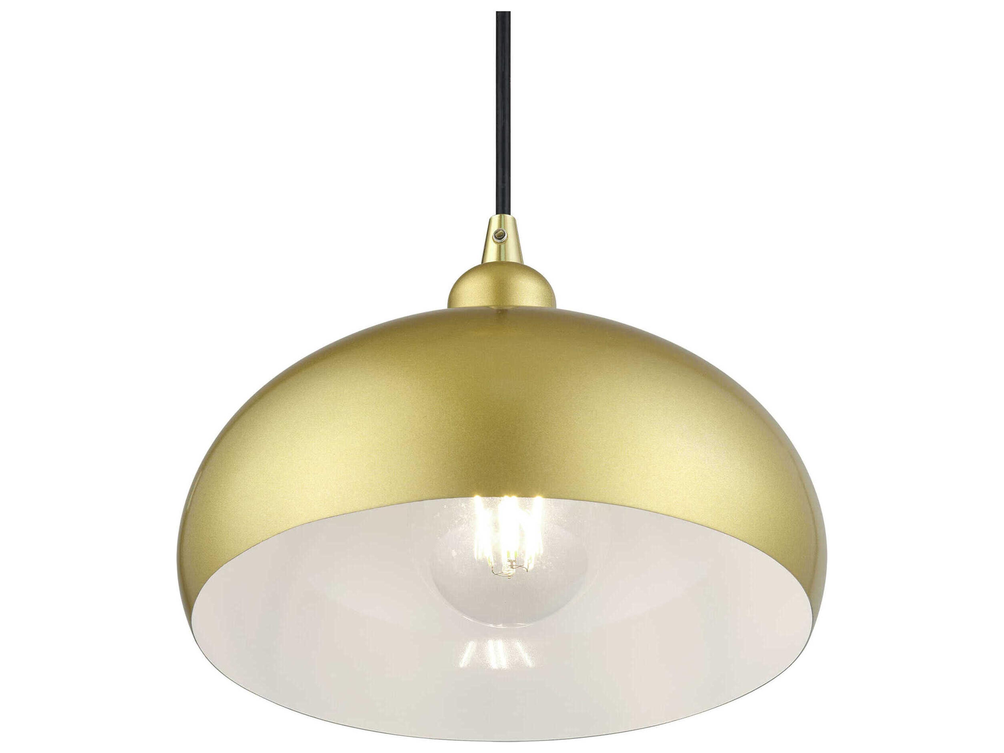 Livex Lighting Domma 1-Light Soft Gold With Polished Brass Accents Drum Mini Pendant